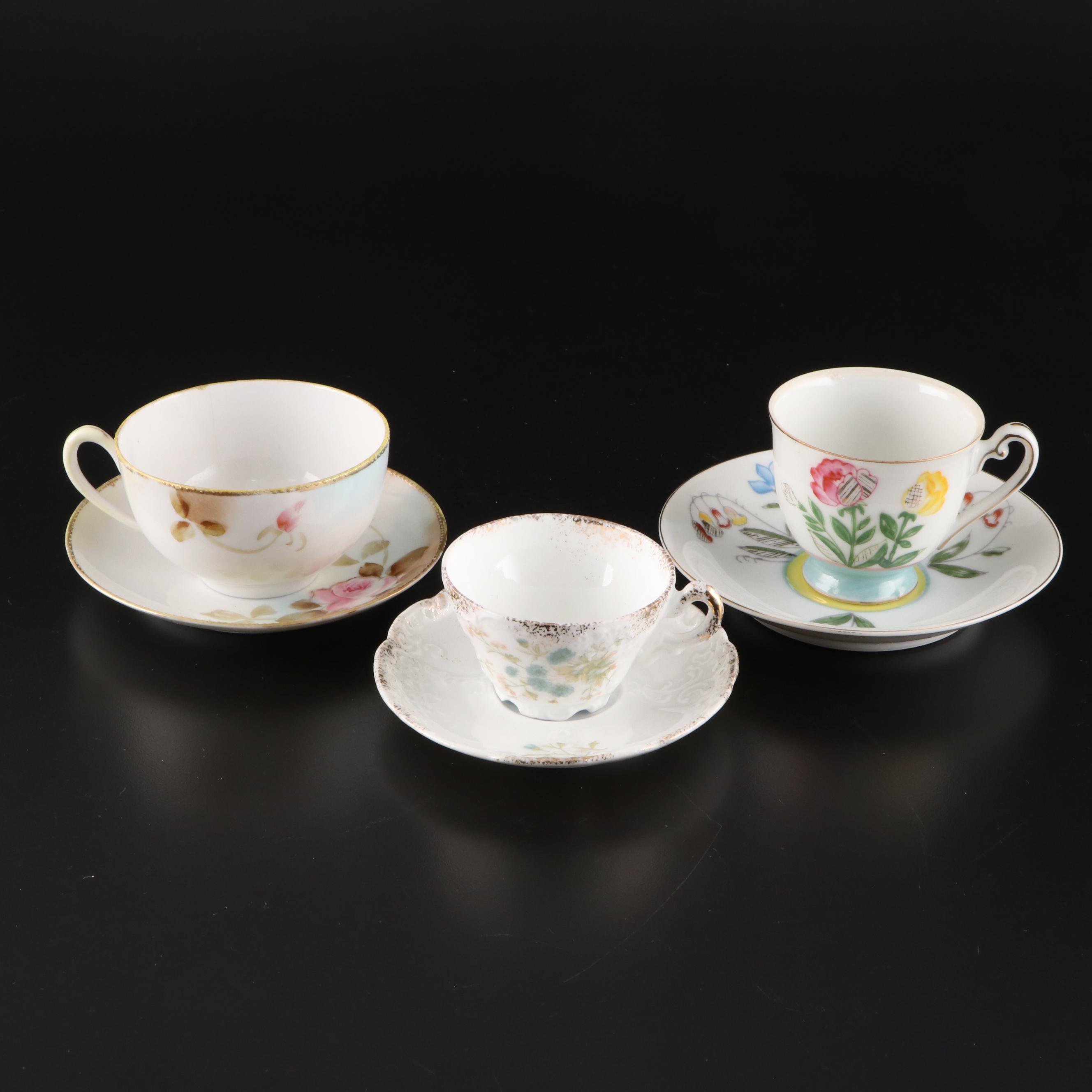 Royal Dover Teacups and Saucers with Other Floral Pattern Porcelain Tableware