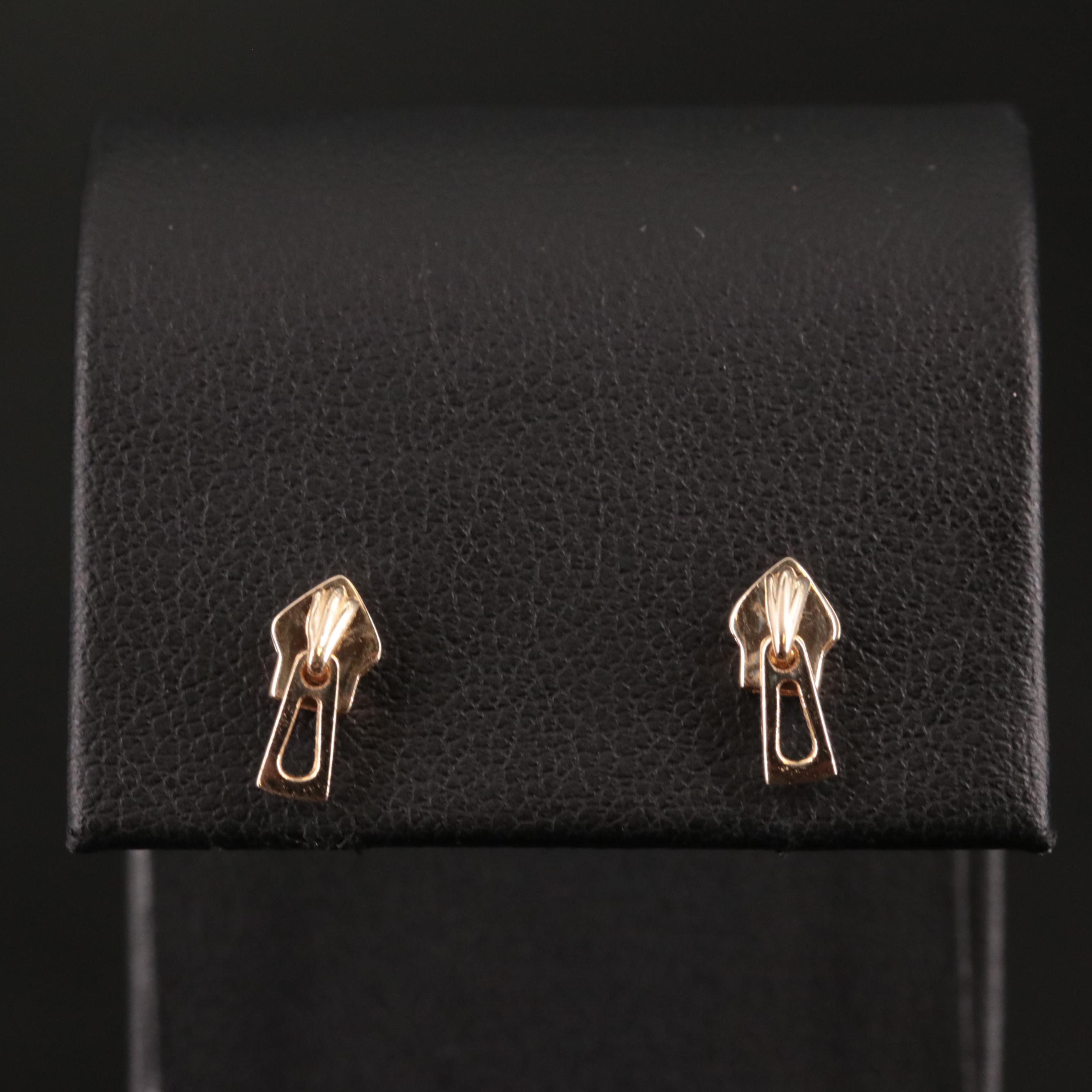 14K Zipper Stud Earrings