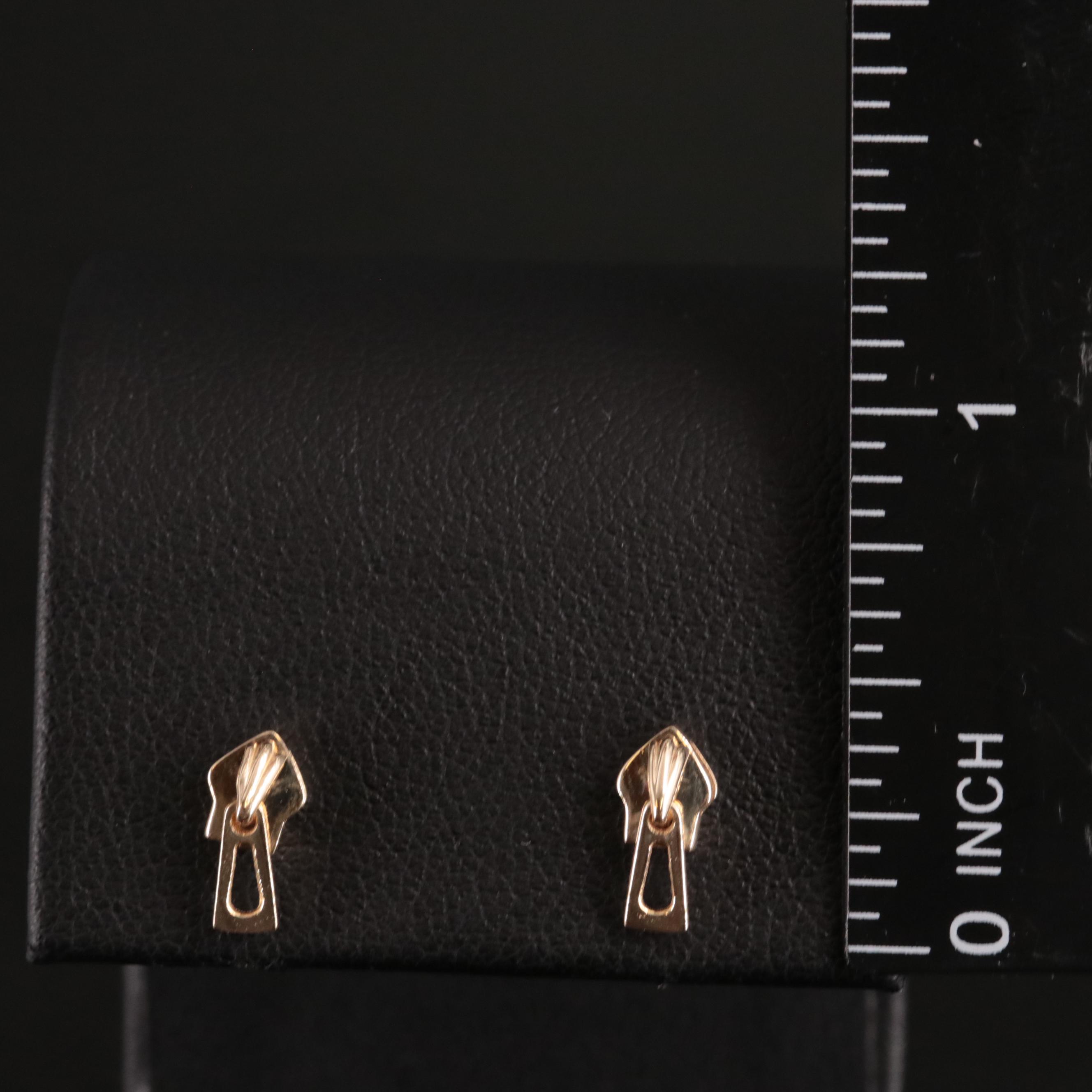 14K Zipper Stud Earrings