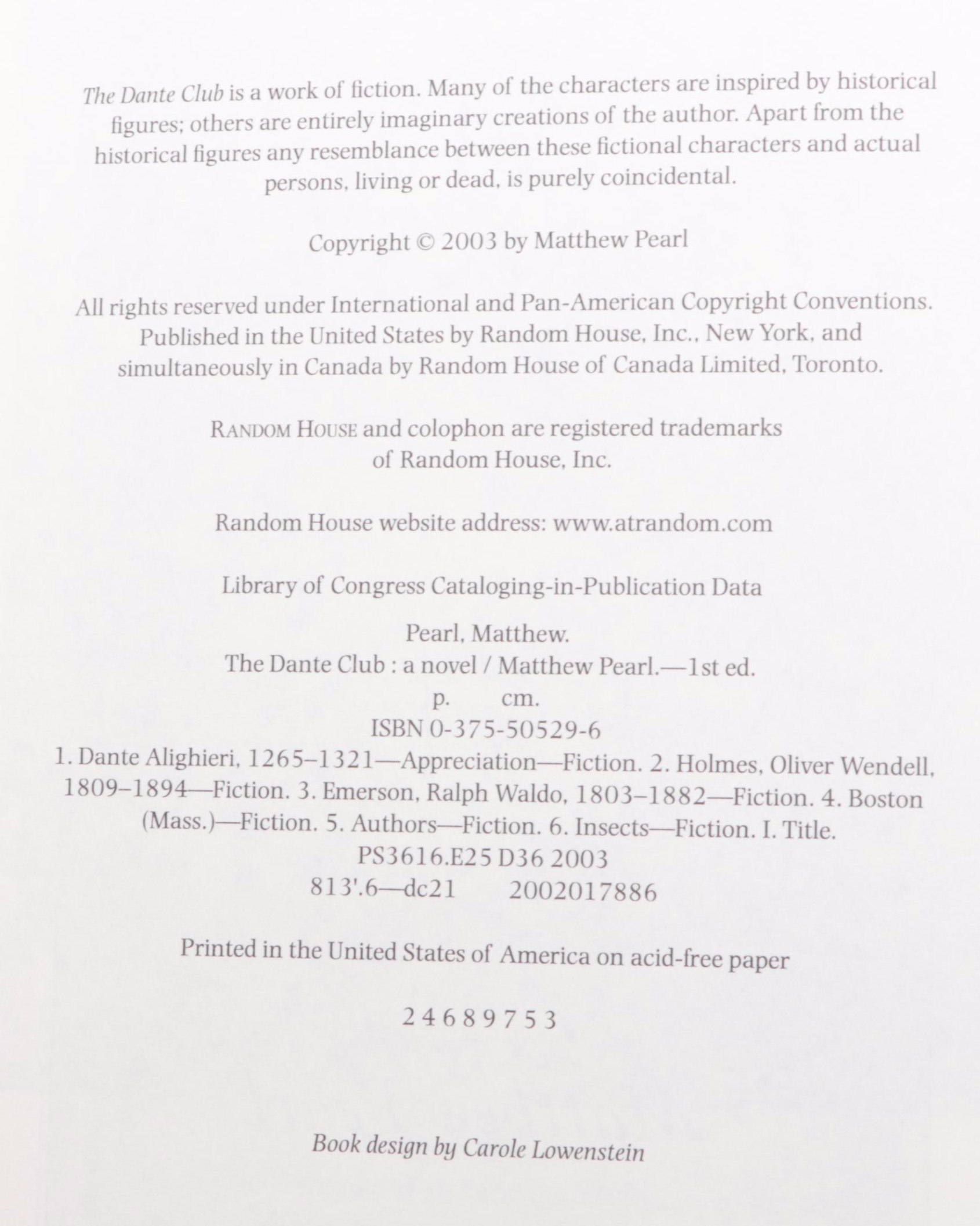 Signed "The Dante Club" by Matthew Pearl with "The Lord of the Rings" and More