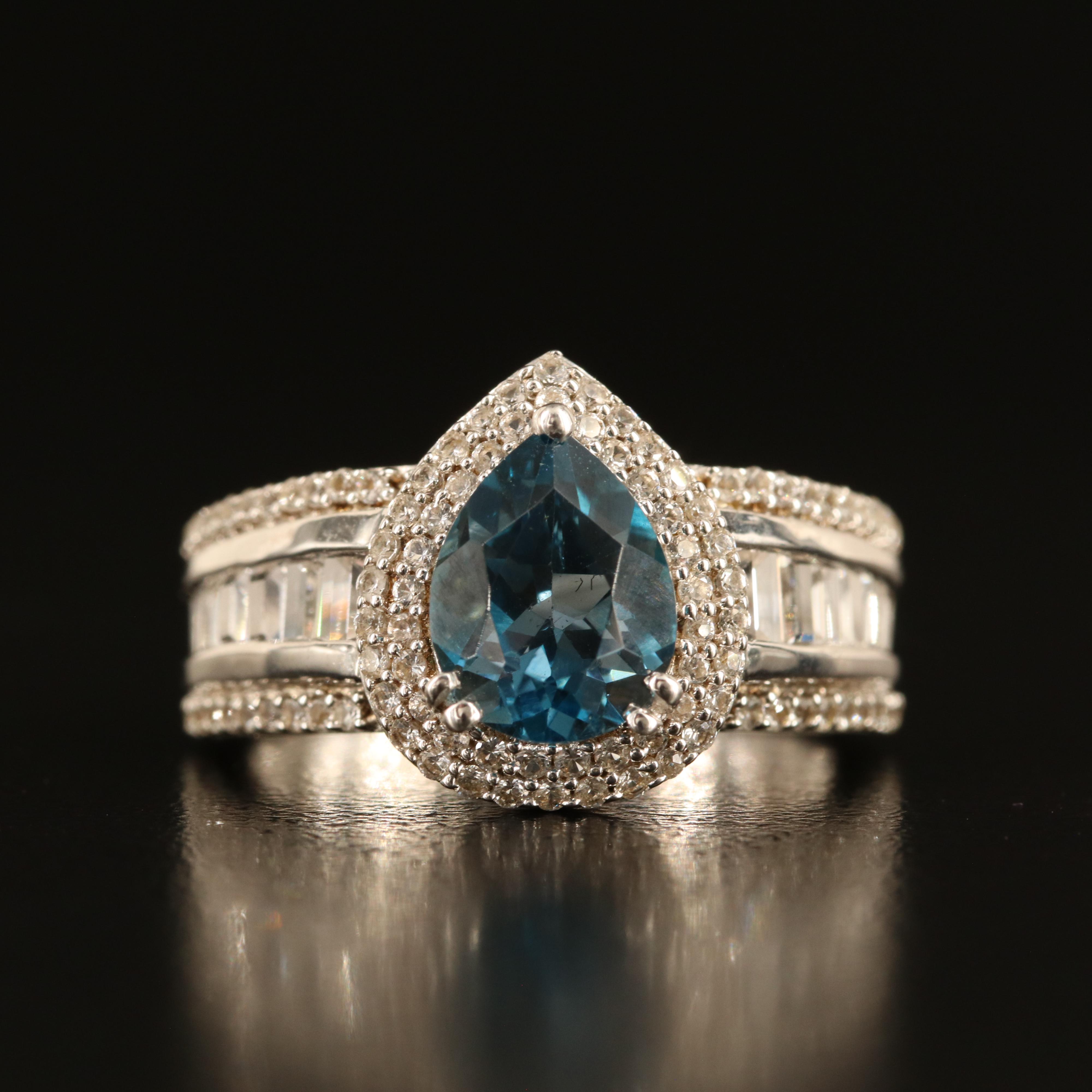 Sterling London Blue Topaz and White Sapphire Ring