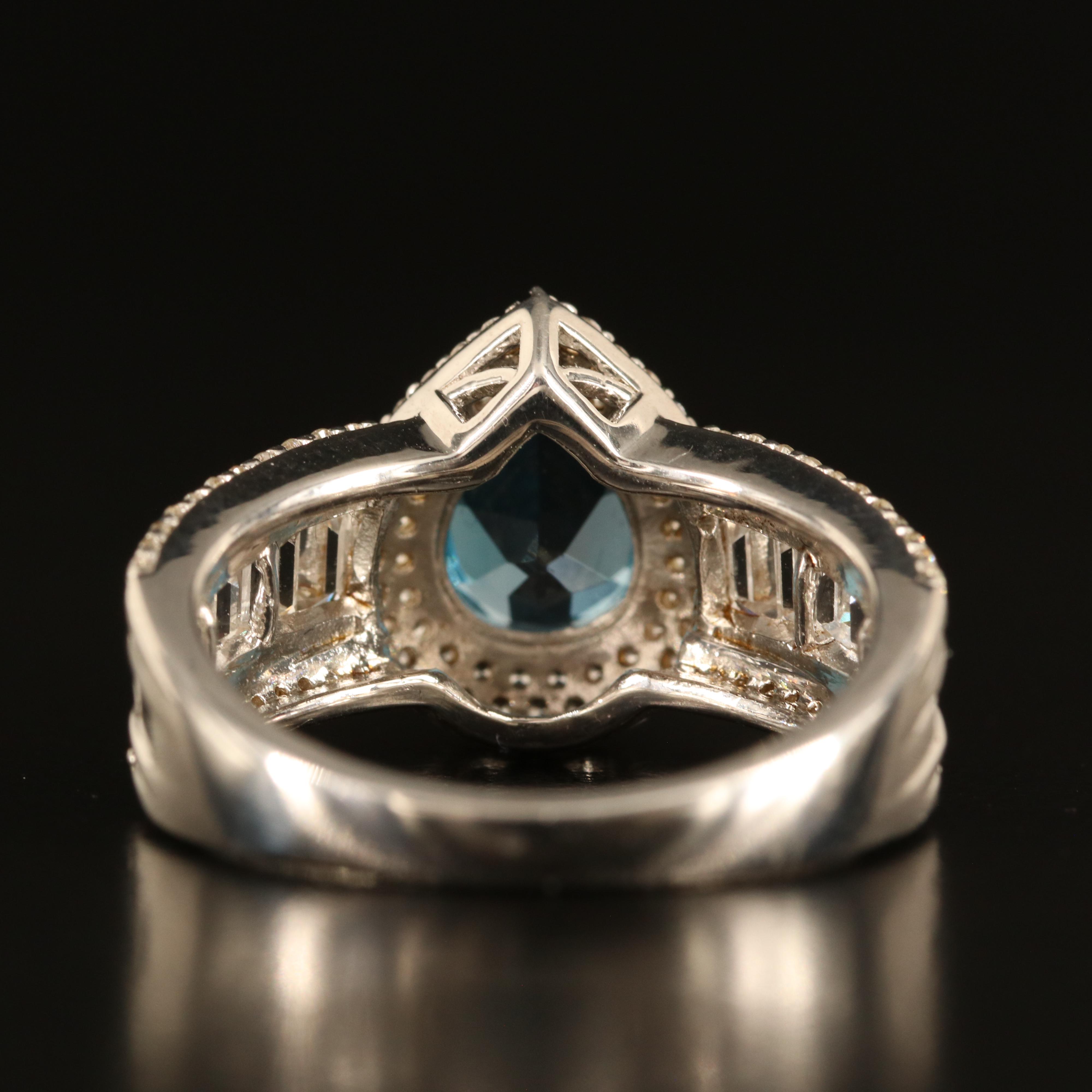 Sterling London Blue Topaz and White Sapphire Ring