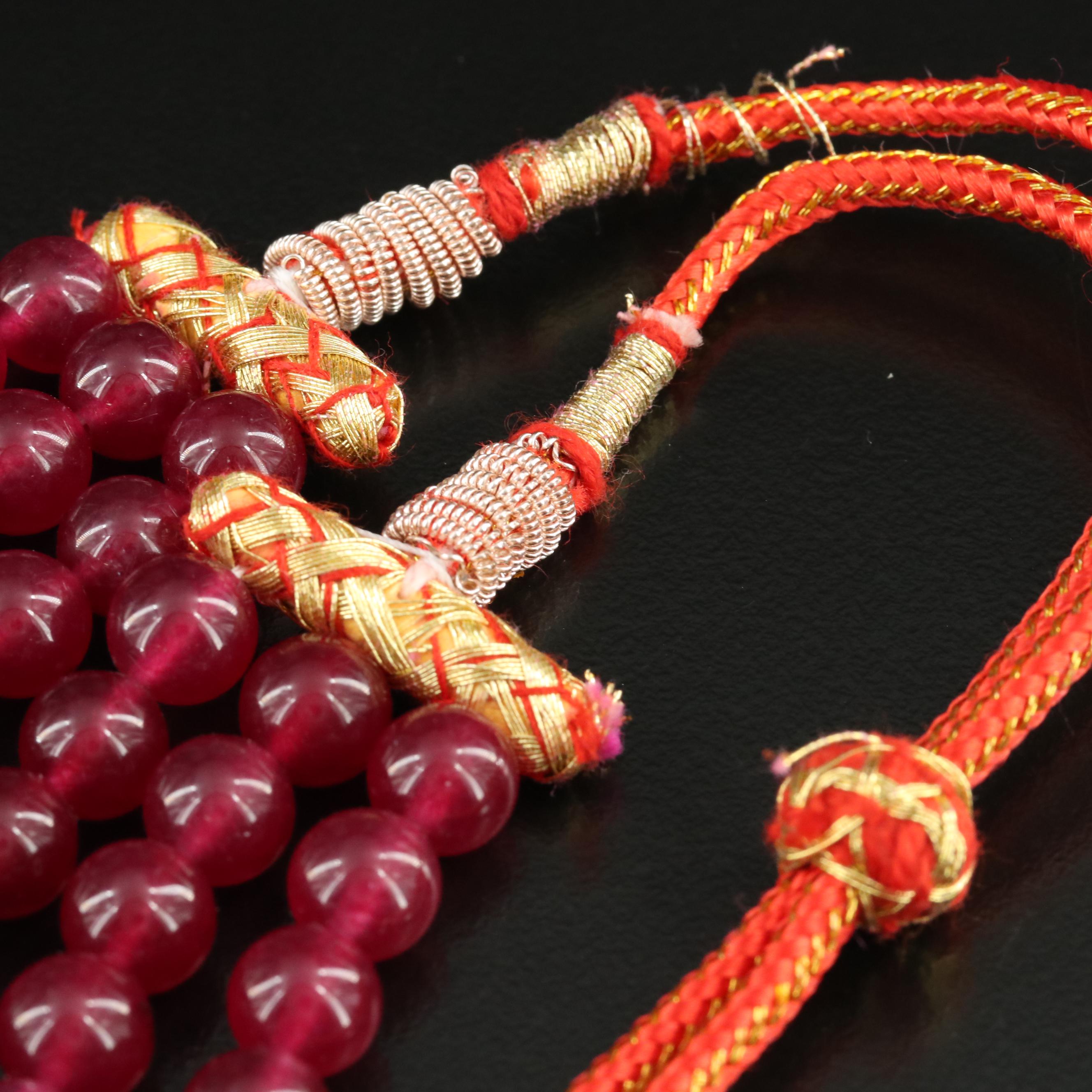 Sterling Quartz Beaded Triple Strand Necklace