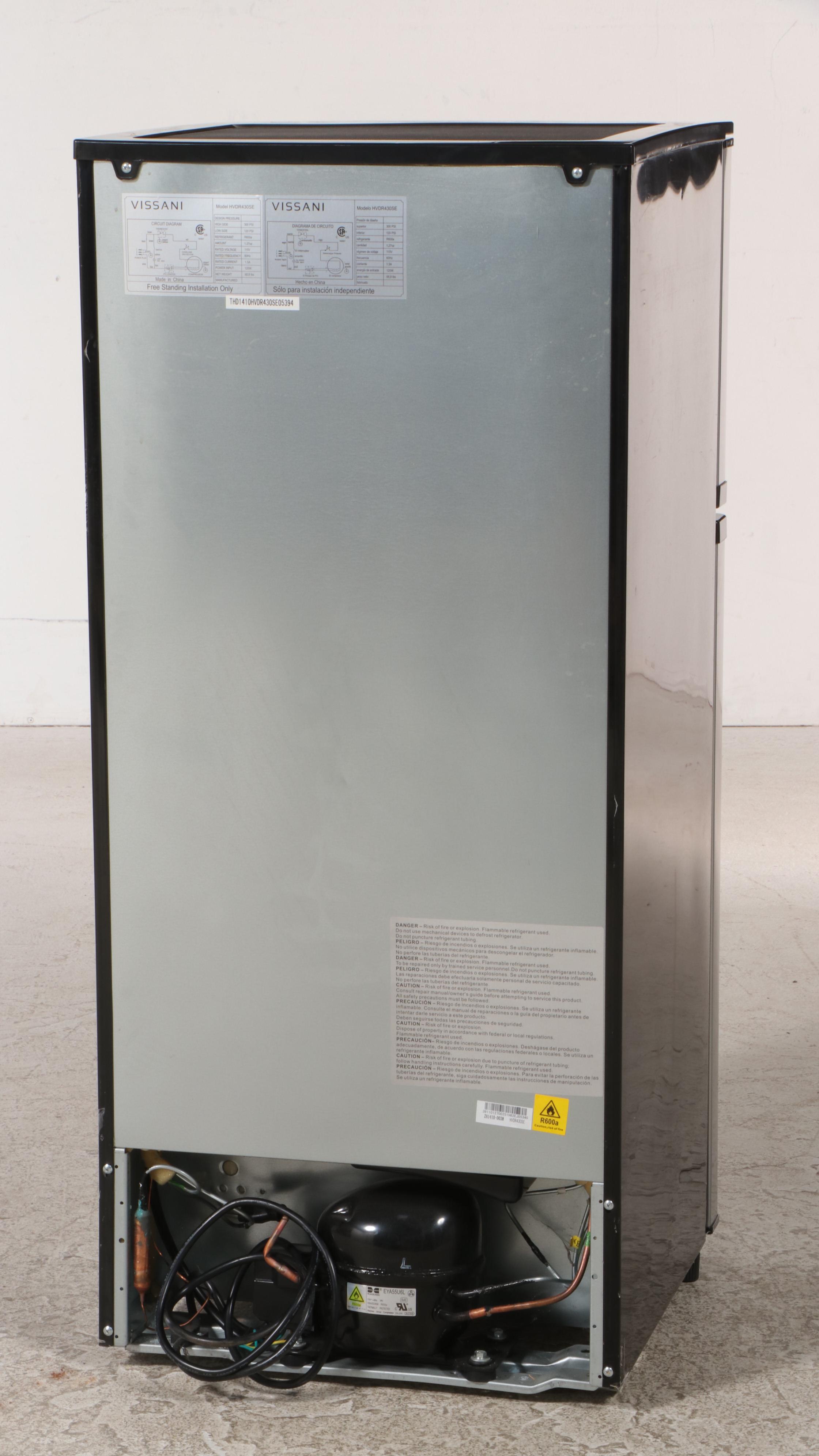 Vissani 4.3 Cu. Ft. Stainless Finish Freezer Top Compact Refrigerator