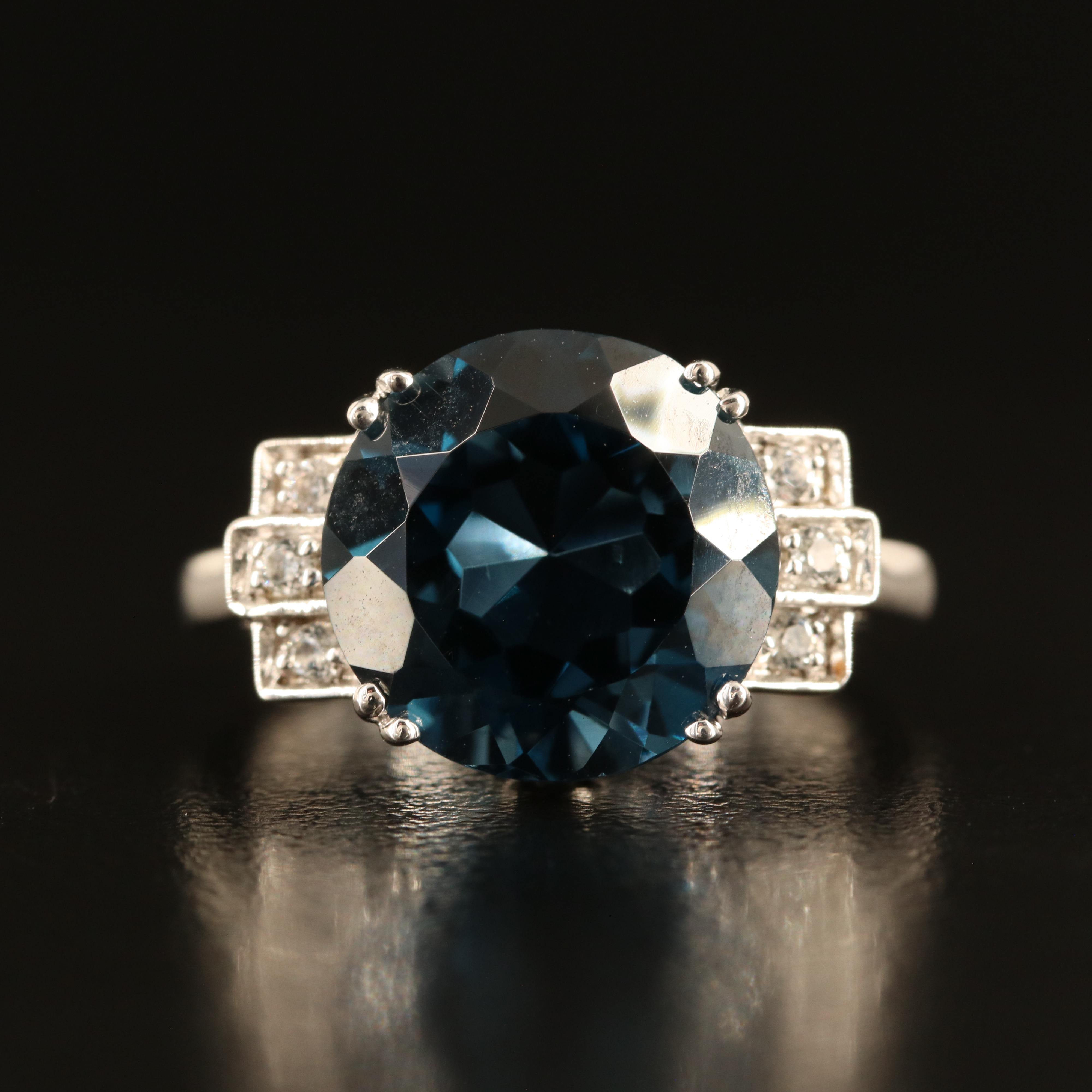 Sterling London Blue and White Topaz Ring