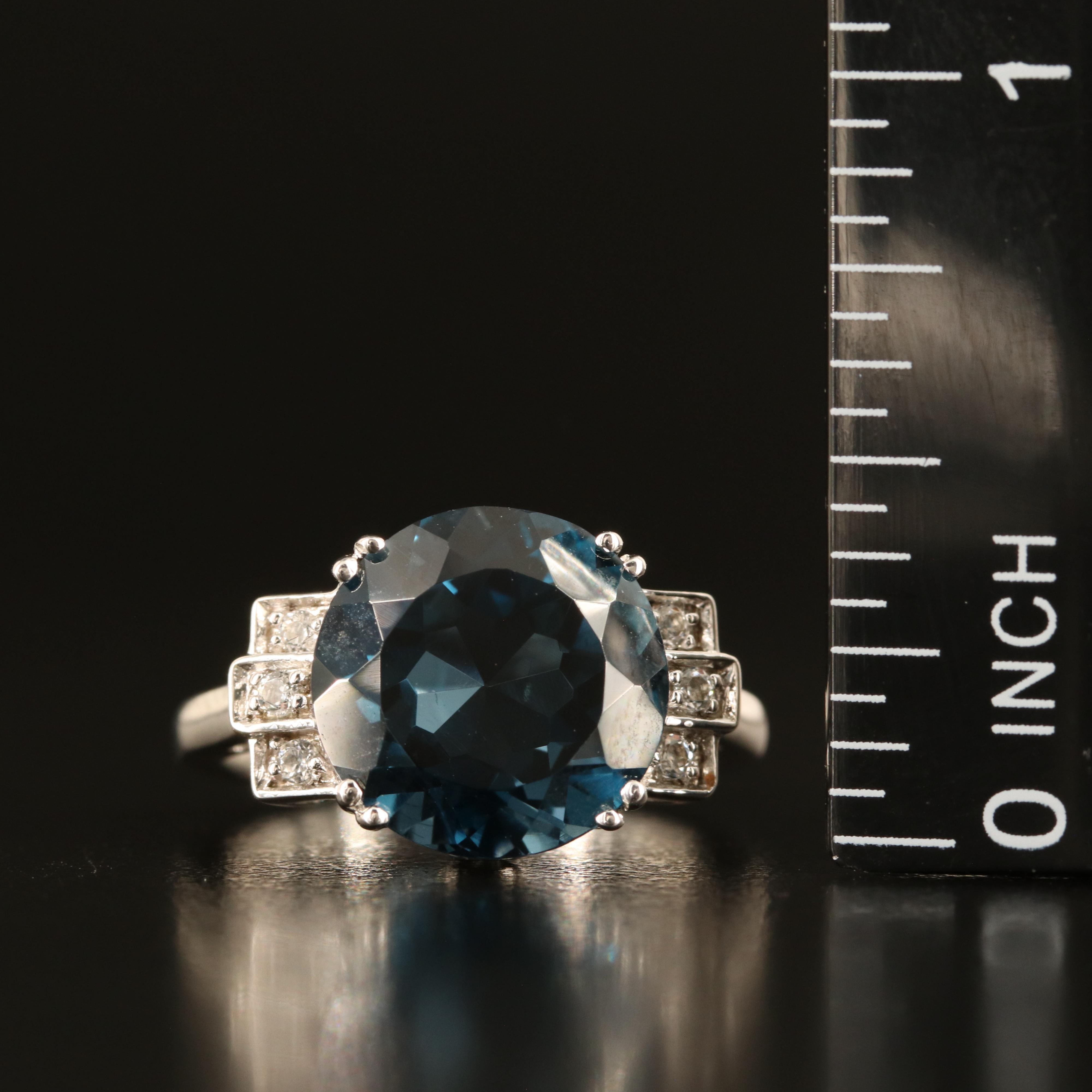 Sterling London Blue and White Topaz Ring