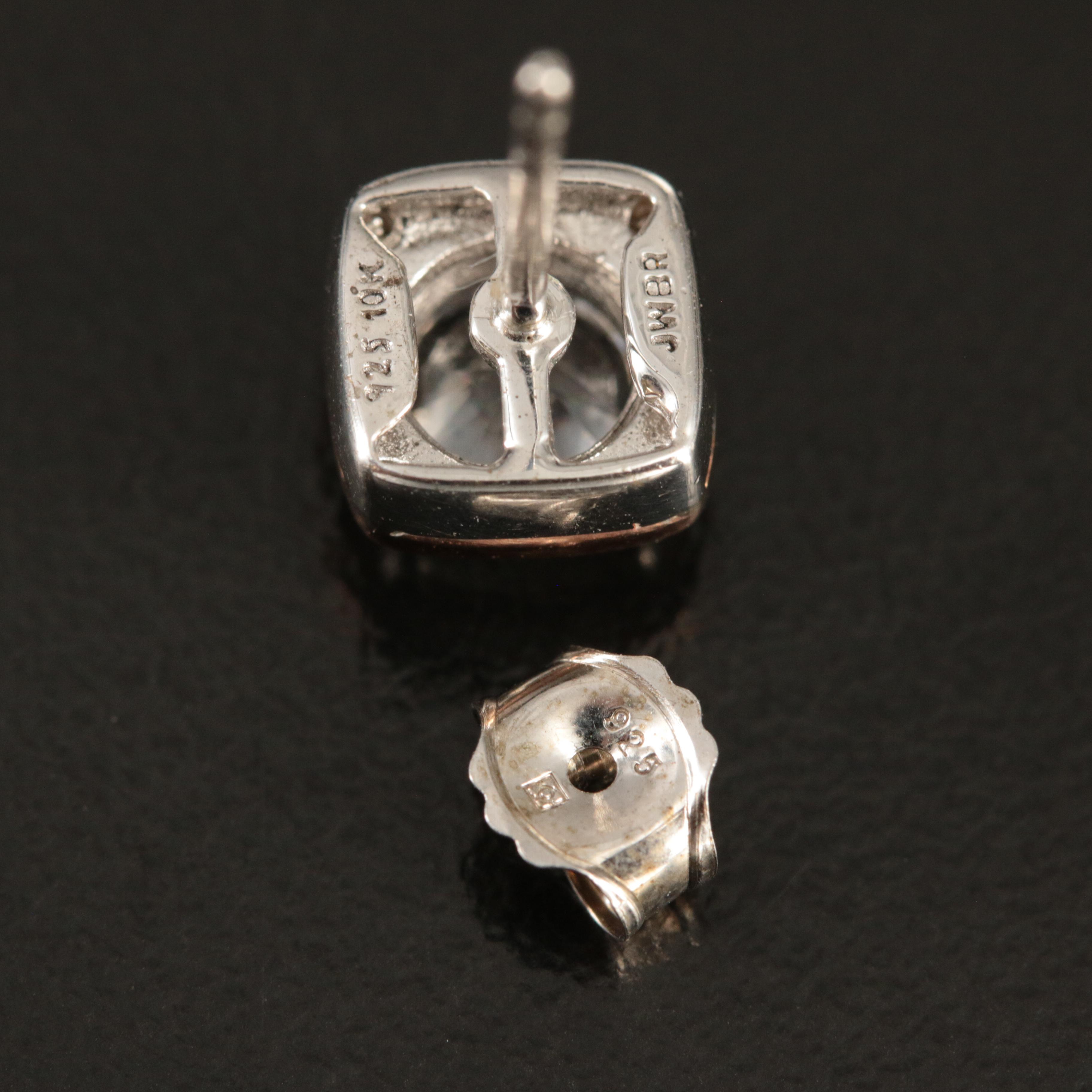 Sterling Sapphire Stud Earrings with 10K Rose Gold Accents