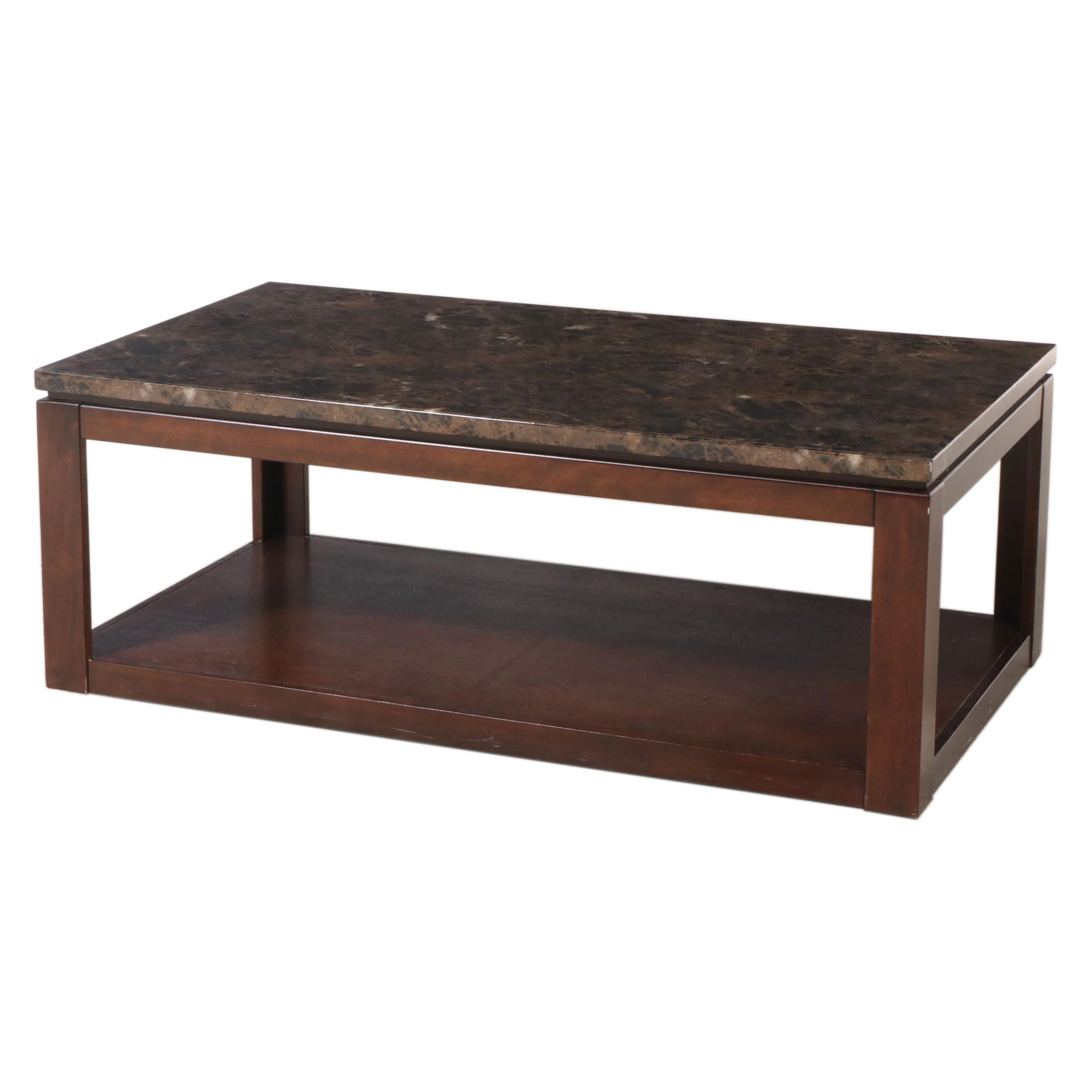 Standard Furniture "Bella" Faux-Marble Coffee Table in Deep Brown Finish