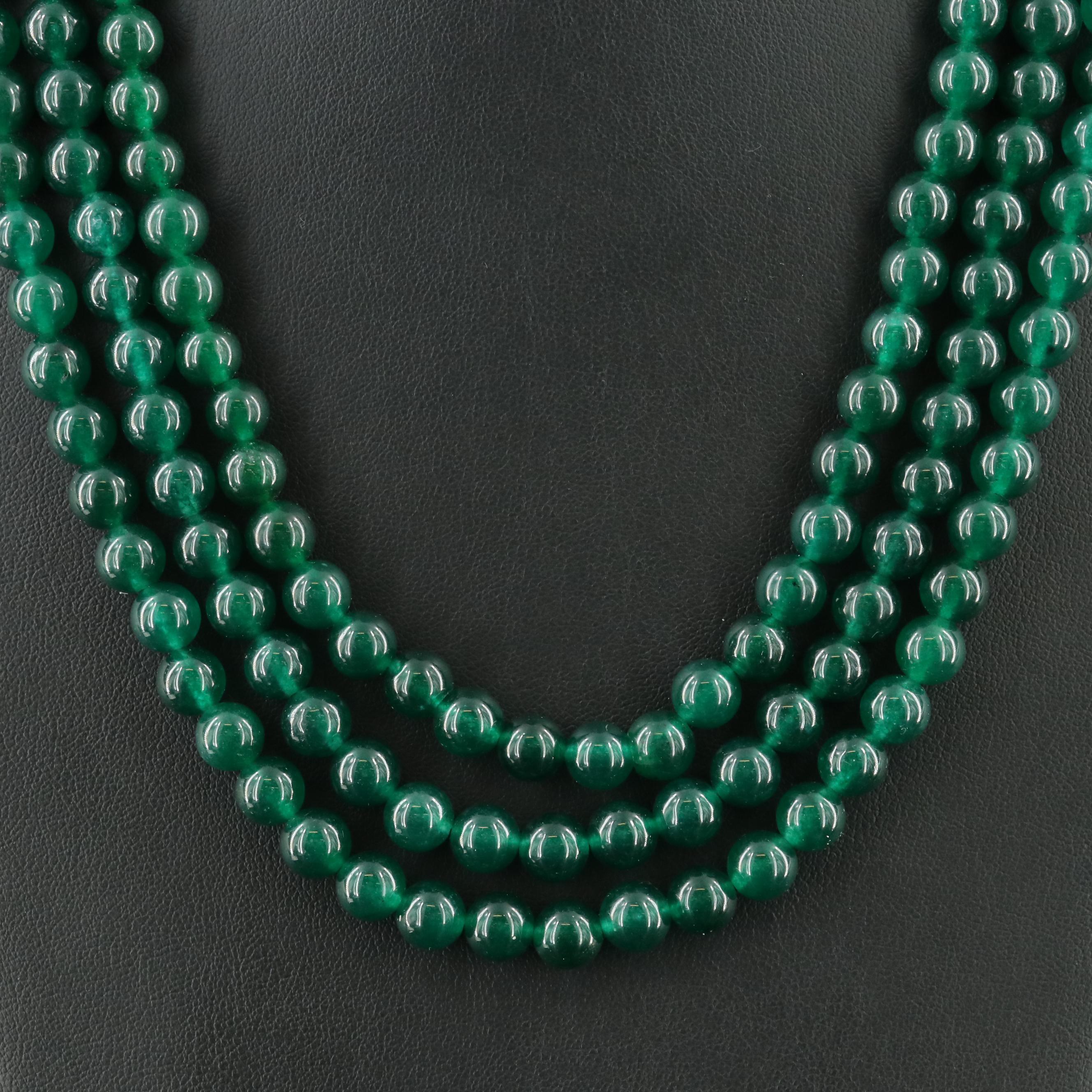 Quartz Bead Triple Strand Necklace