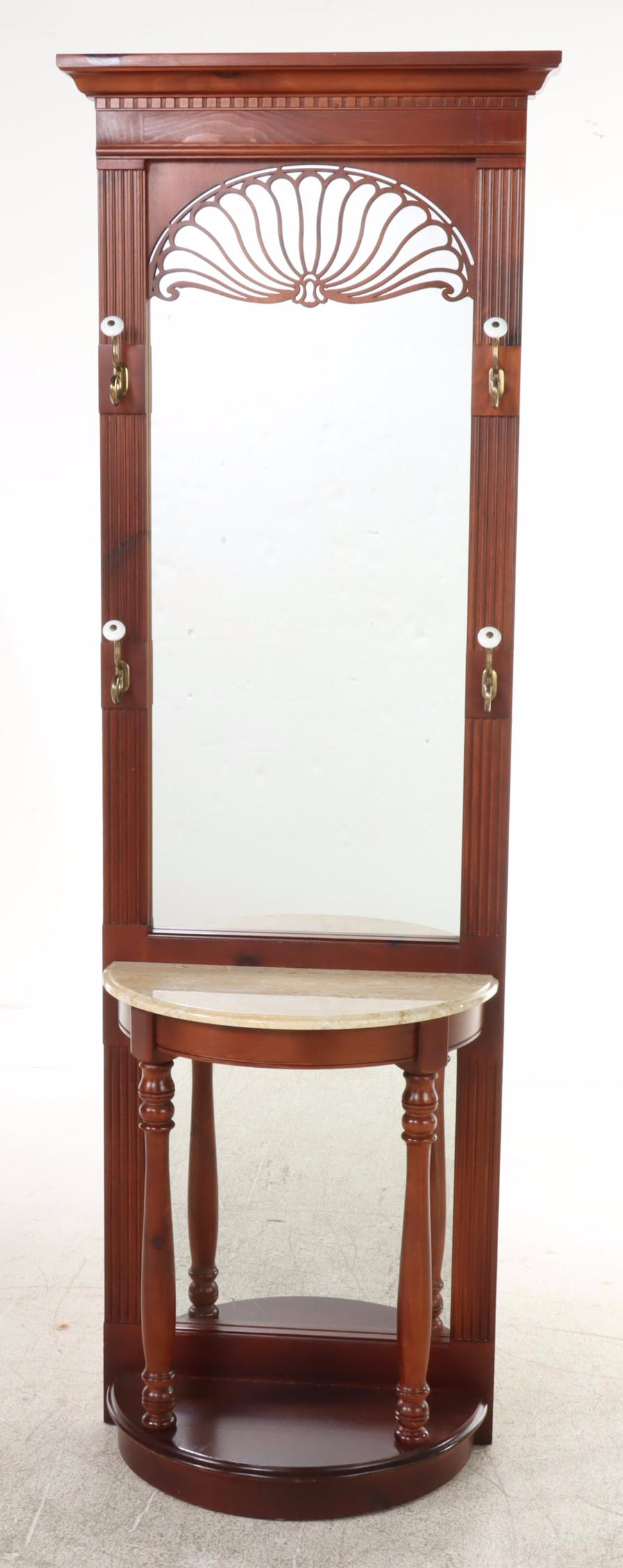 Pulaski Furniture Colonial Style Cherrywood-Stained and Faux-Marble Hall Stand