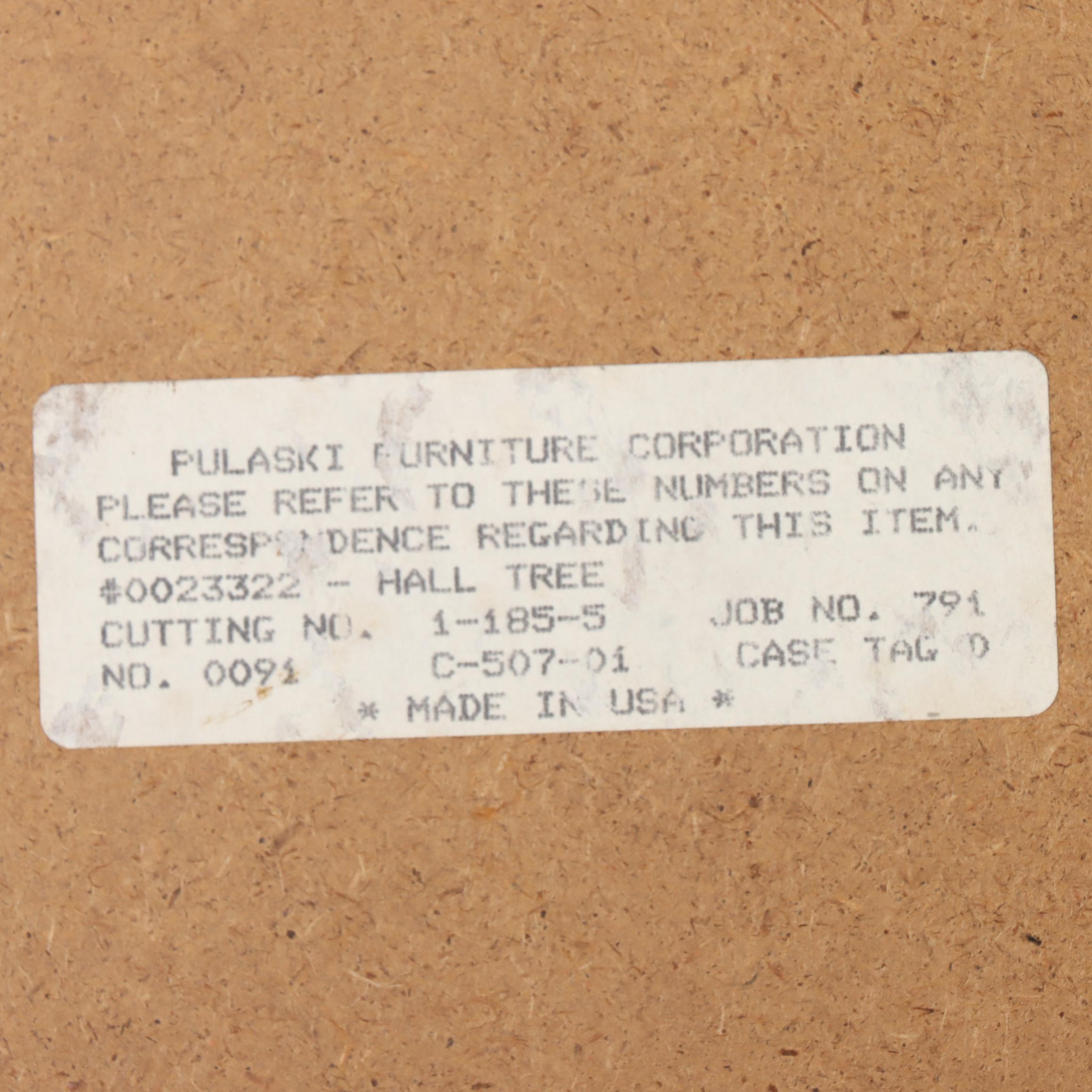 Pulaski Furniture Colonial Style Cherrywood-Stained and Faux-Marble Hall Stand