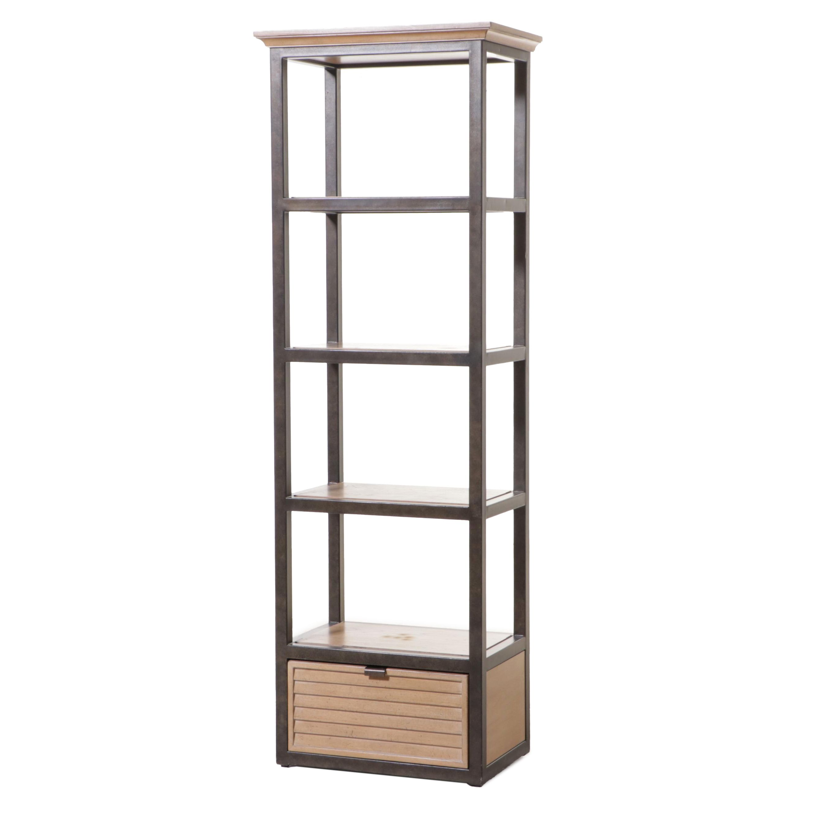 Lexington "Monterey Sands" Elm and Bronze-Patinated Metal Shelving Tower