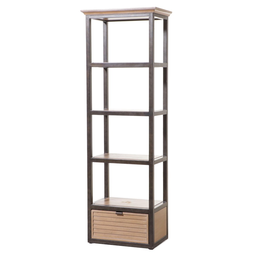 Lexington "Monterey Sands" Elm and Bronze-Patinated Metal Shelving Tower