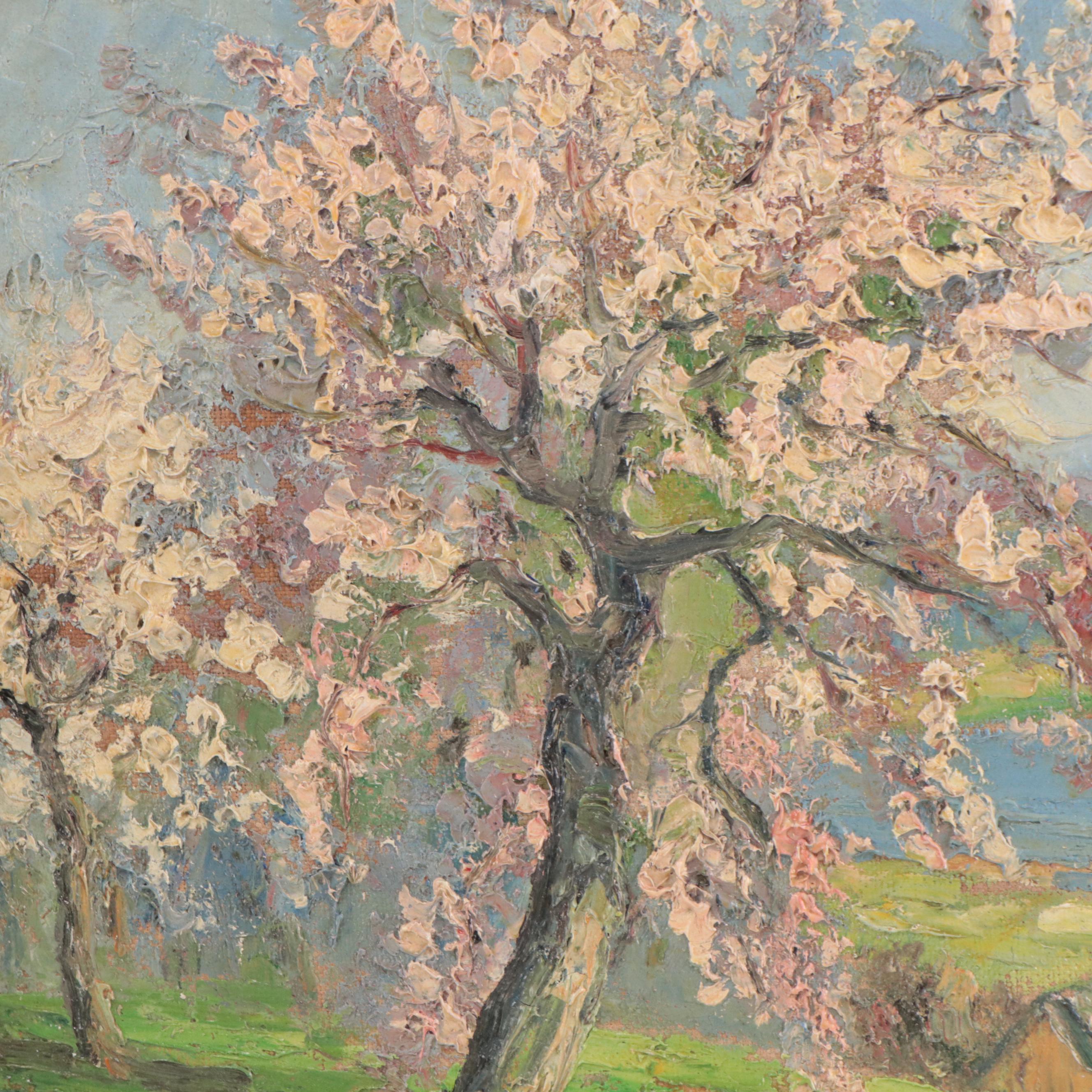 Impasto Oil Painting of Verdant Landscape