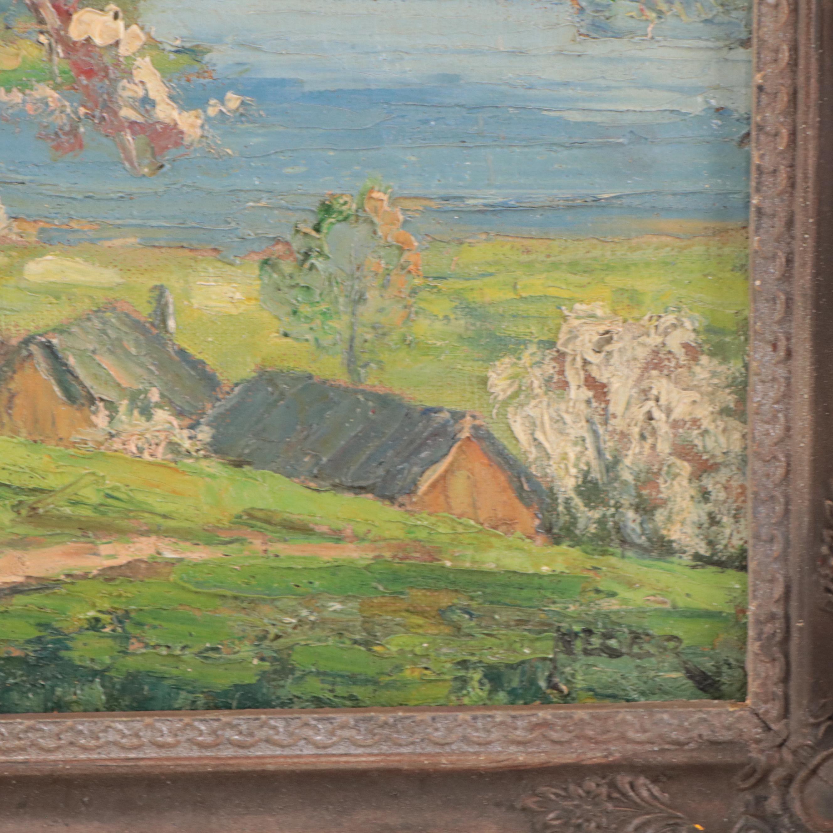 Impasto Oil Painting of Verdant Landscape