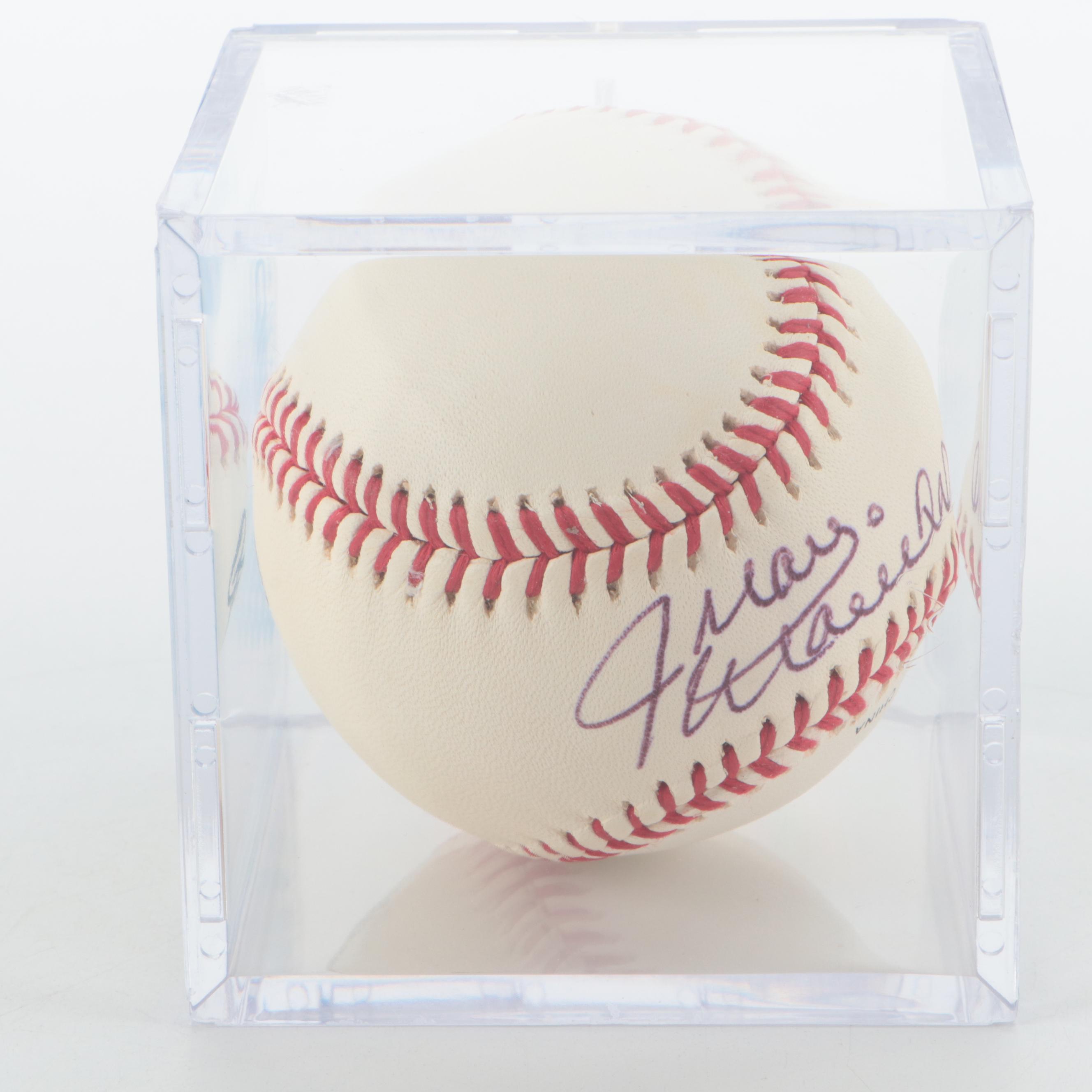 Juan Marichal Signed Rawlings Baseball with Frank Robinson Bobbleheads