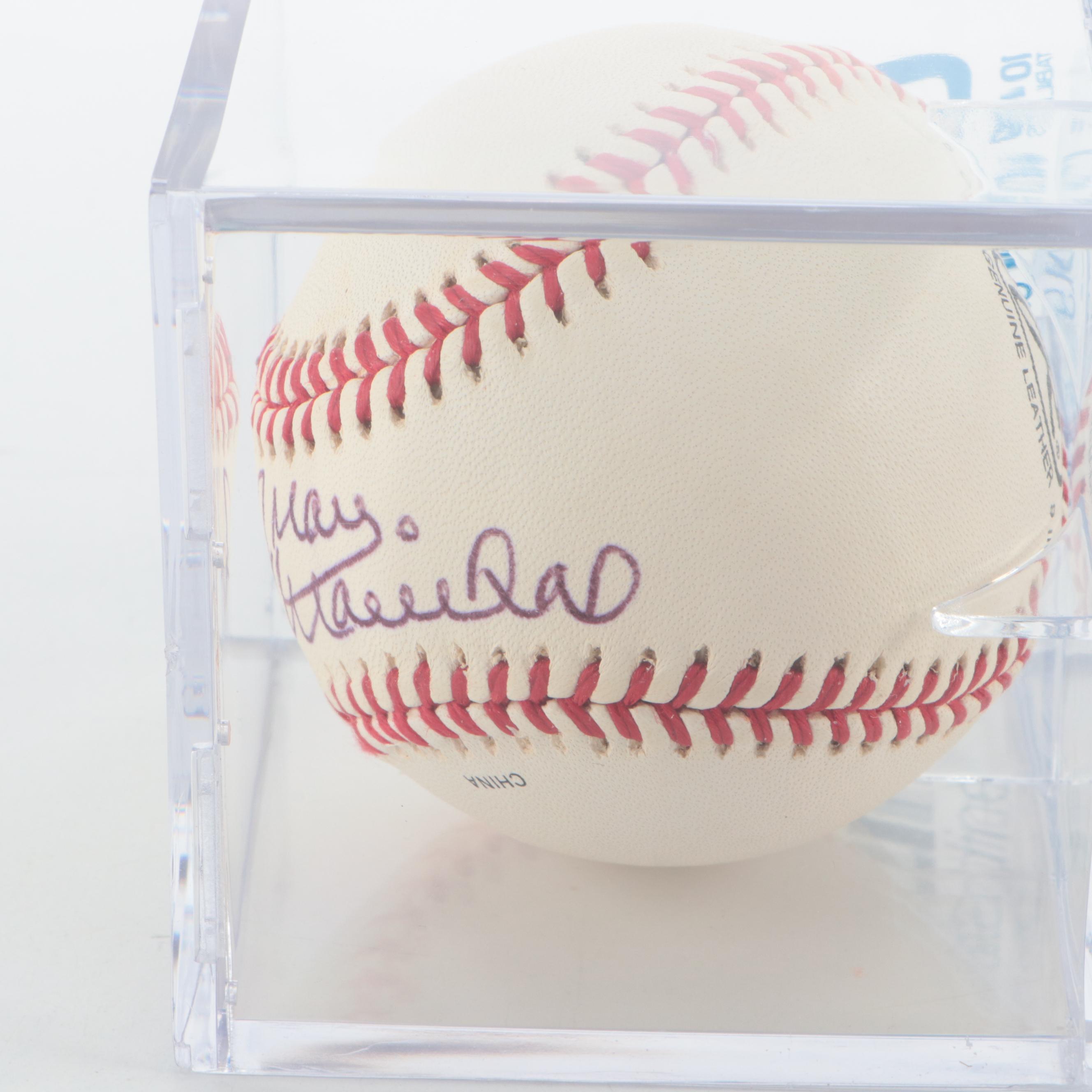 Juan Marichal Signed Rawlings Baseball with Frank Robinson Bobbleheads