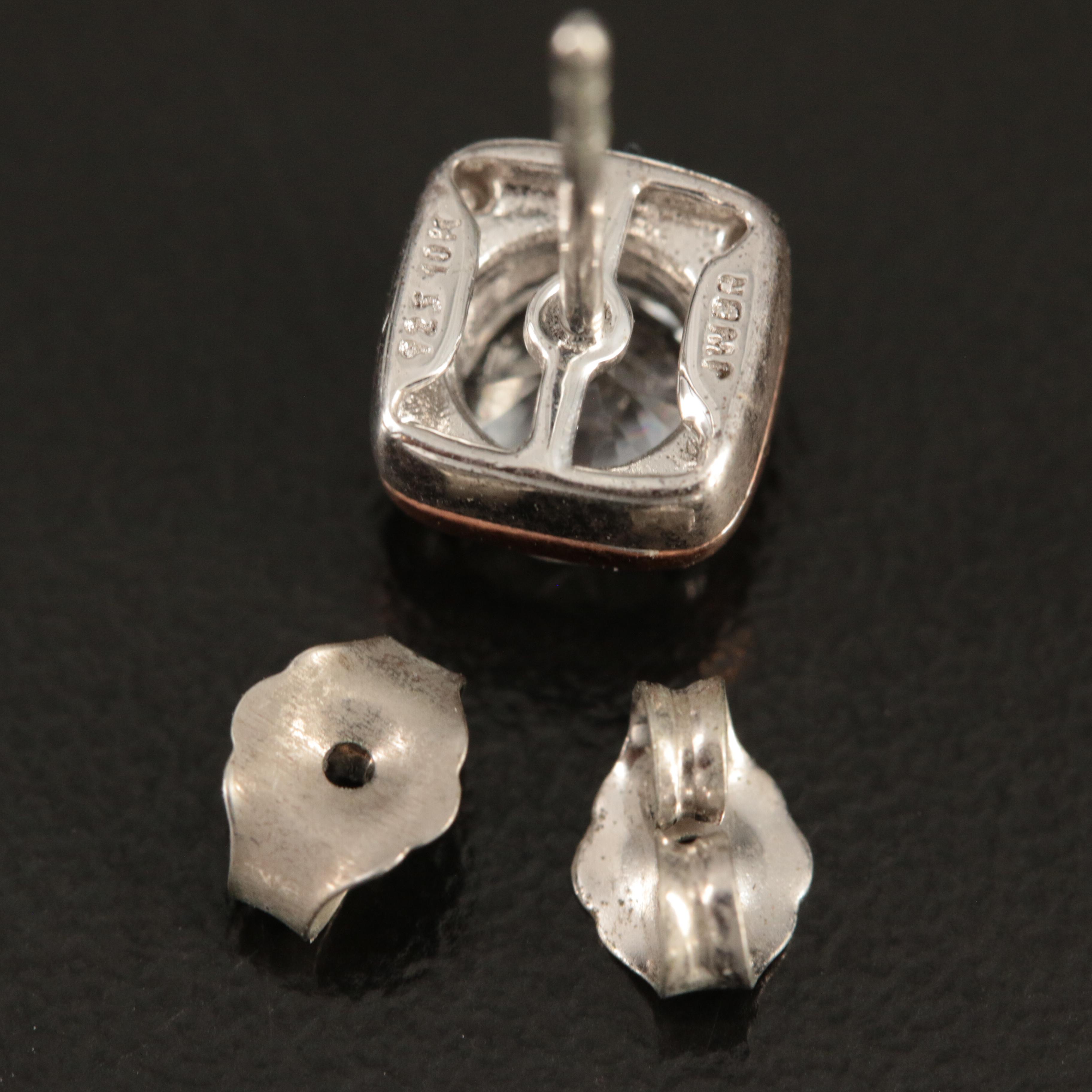 Sterling Sapphire Stud Earrings with 10K Rose Gold Accents