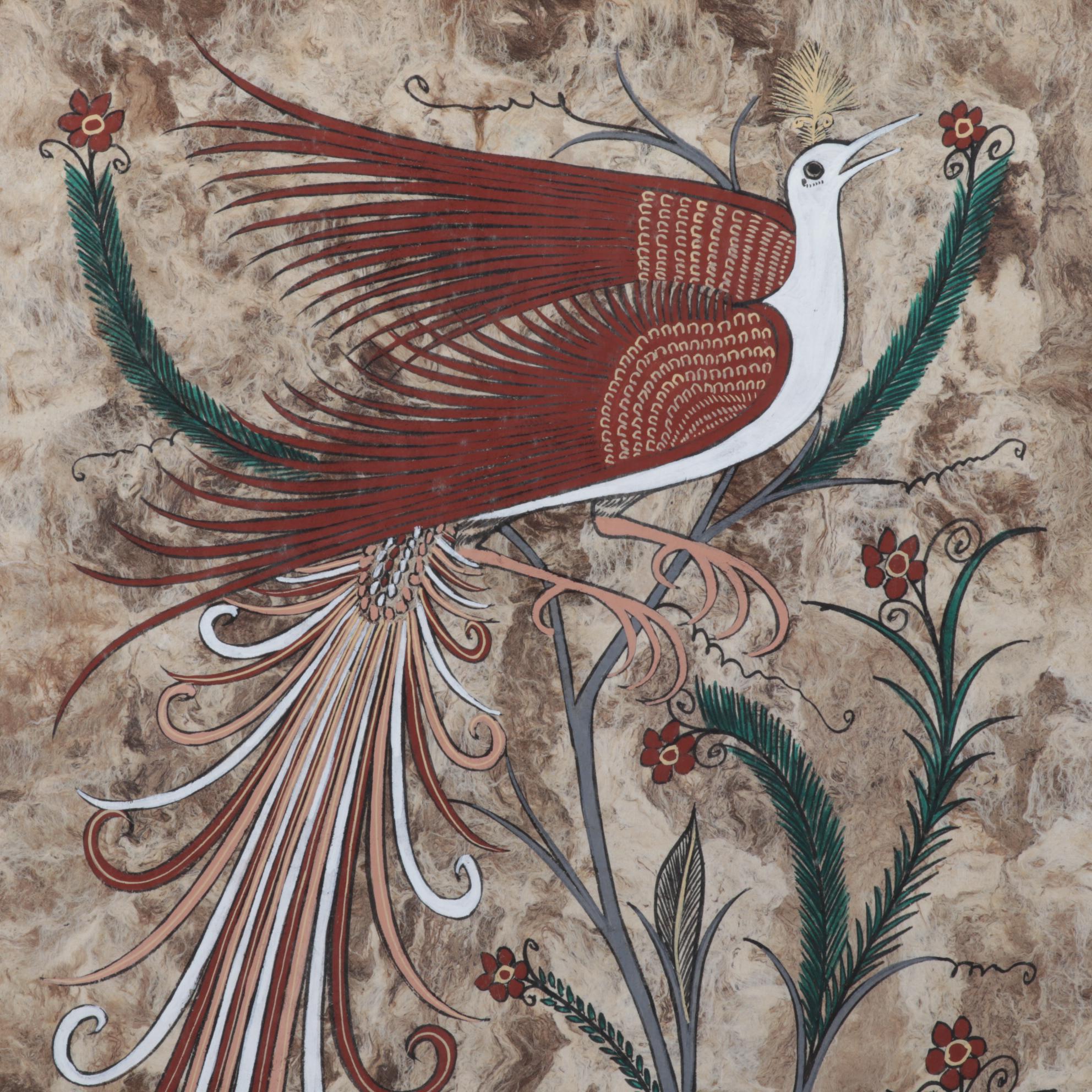 Martin Flores Diaz Folk Art Gouache Painting, Circa 1994