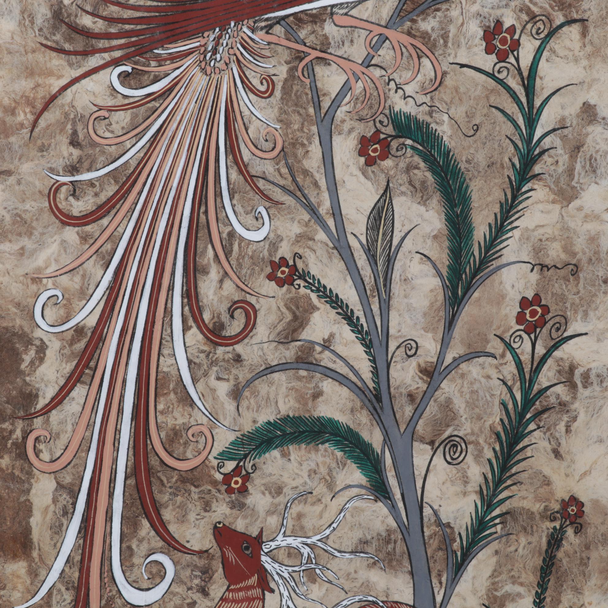 Martin Flores Diaz Folk Art Gouache Painting, Circa 1994