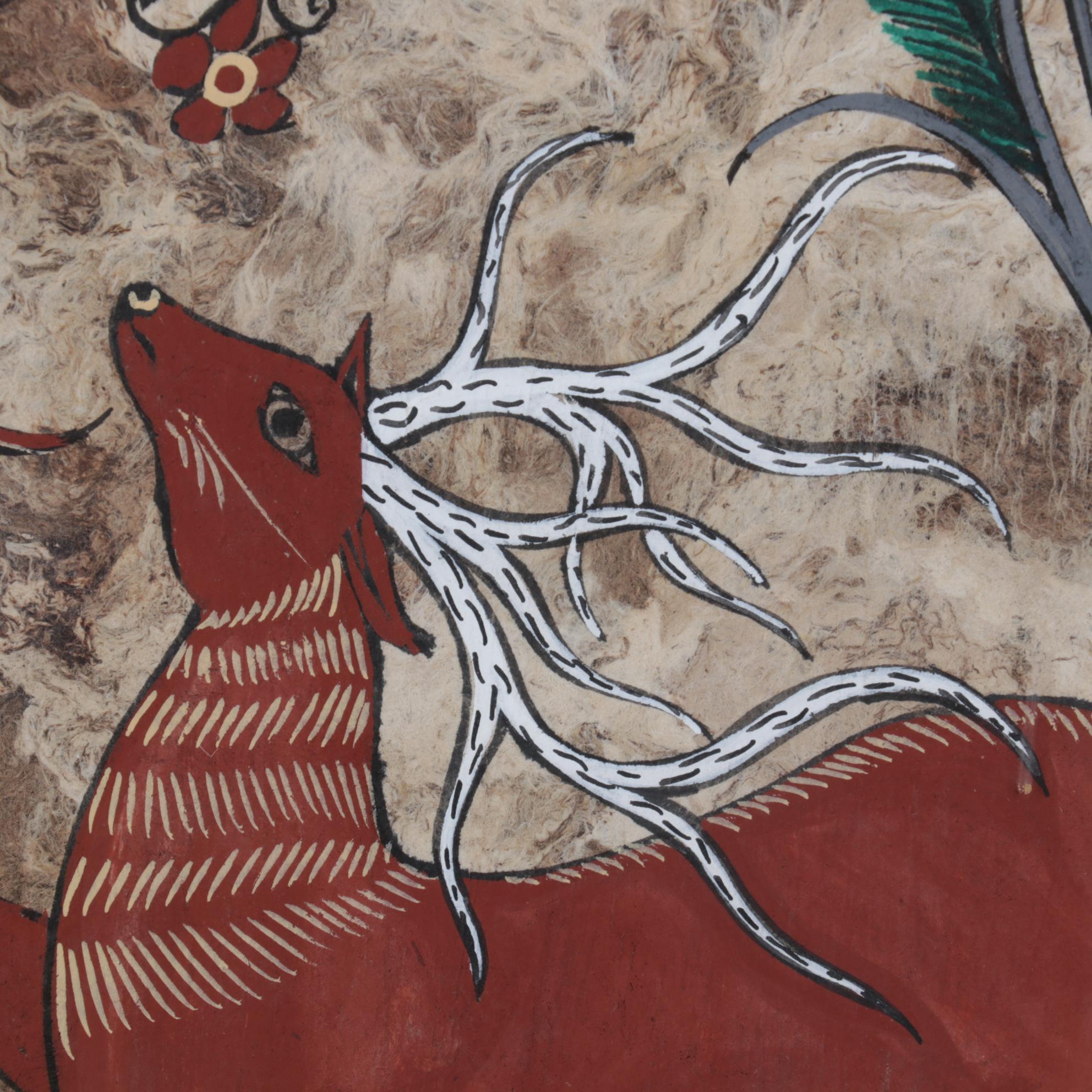 Martin Flores Diaz Folk Art Gouache Painting, Circa 1994