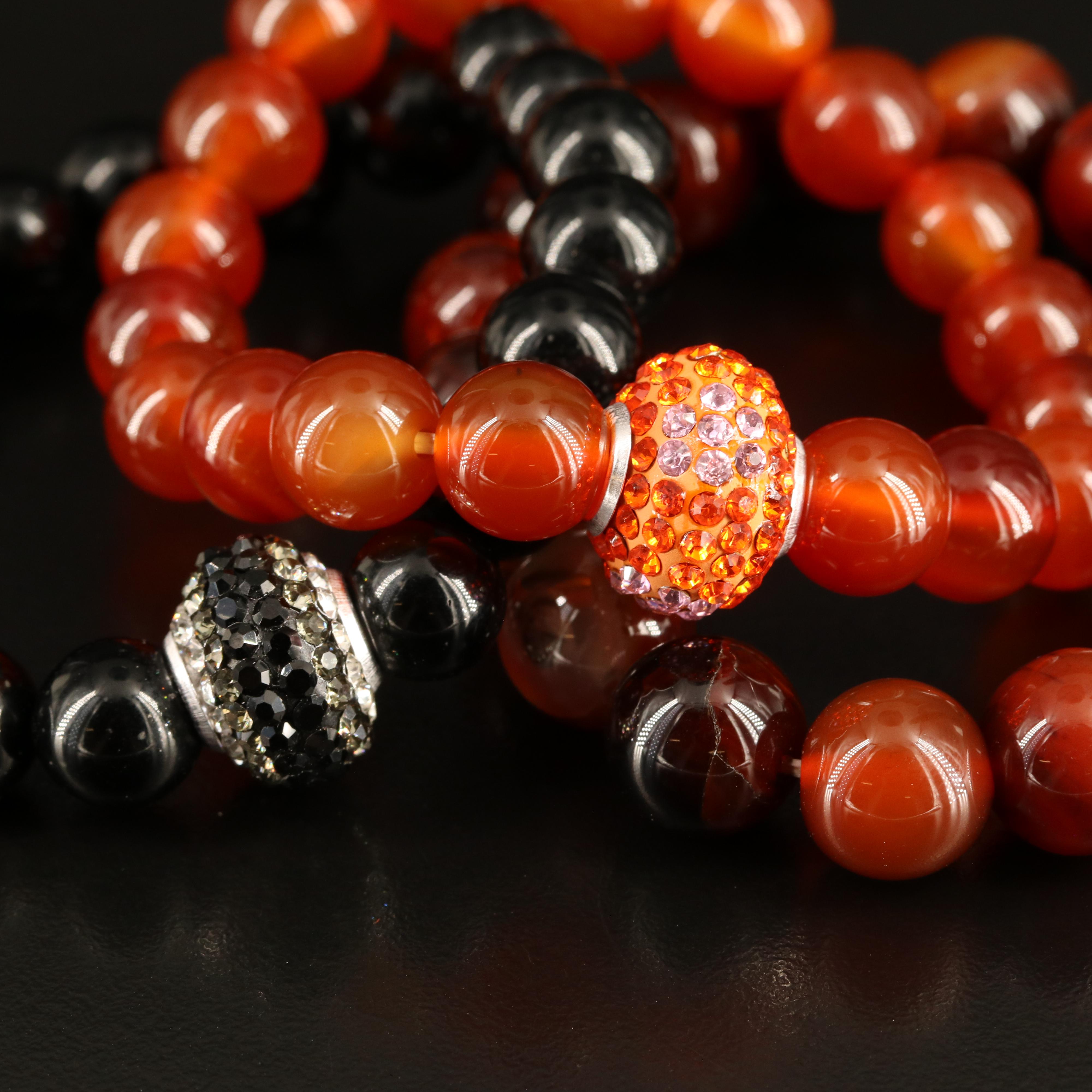 Agate and Rhinestones Featured in Bracelet Collection