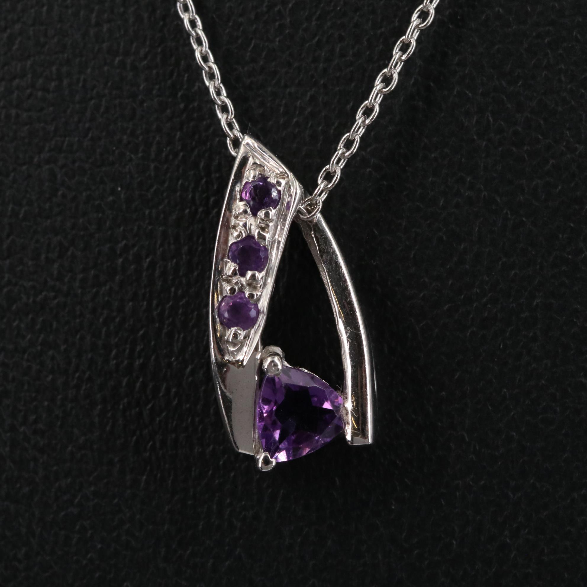 Sterling Amethyst Pendant Necklace