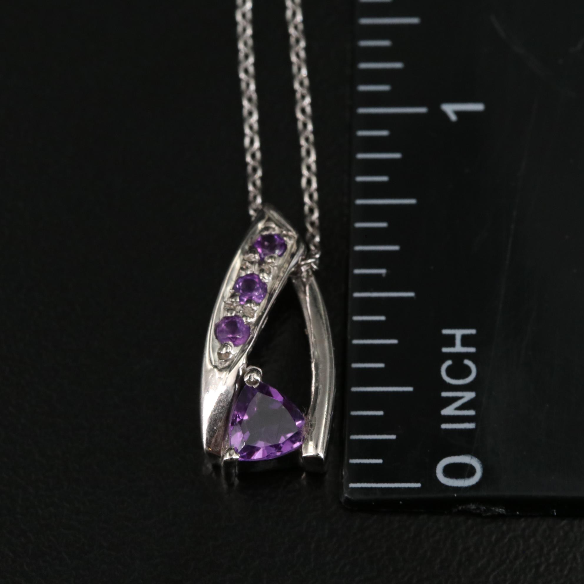 Sterling Amethyst Pendant Necklace