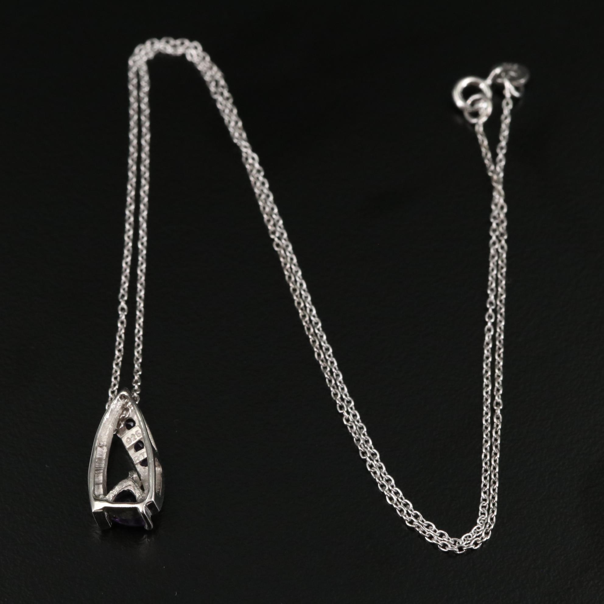 Sterling Amethyst Pendant Necklace