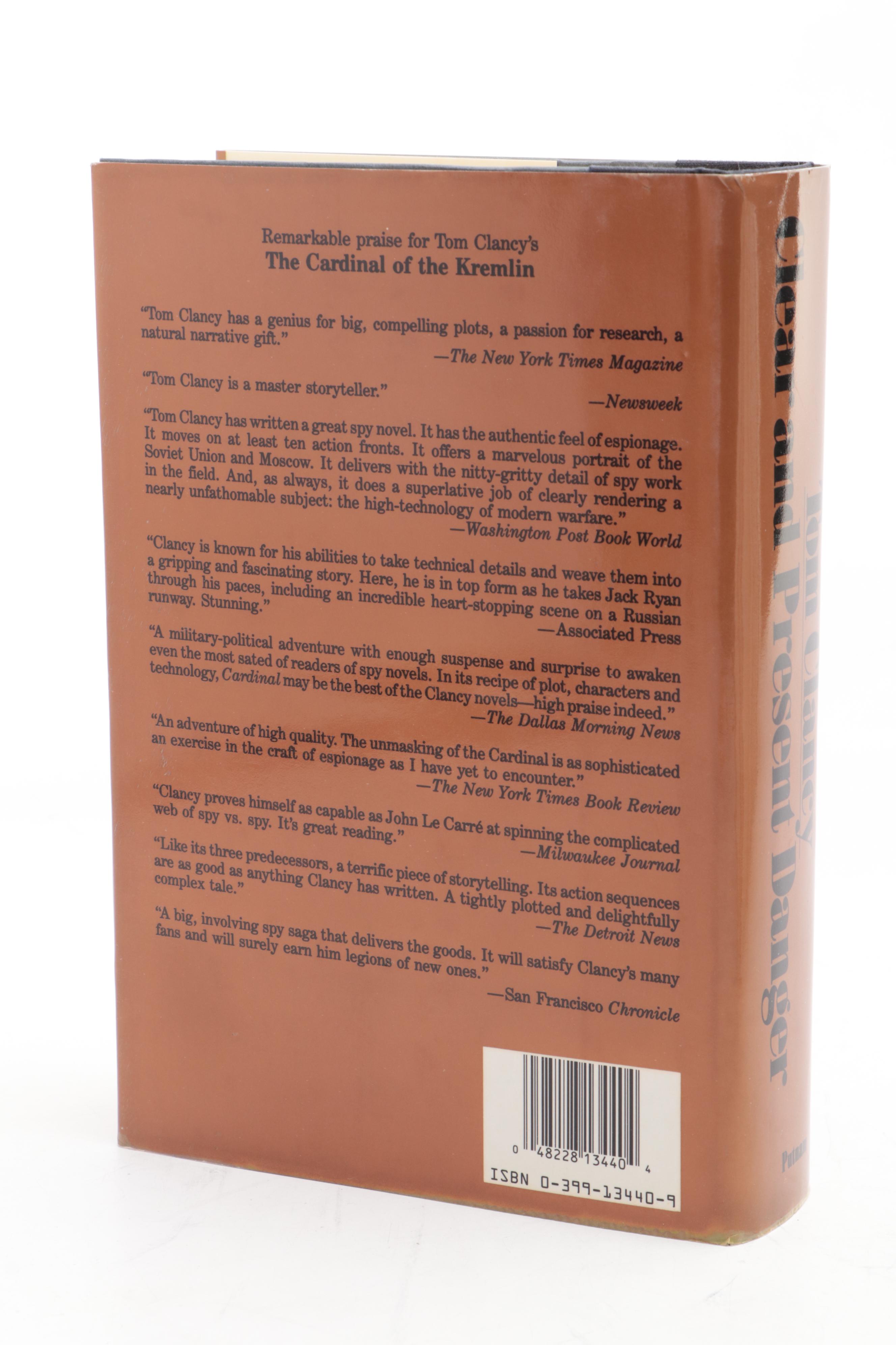 First Edition Tom Clancy Novels Including "Clear and Present Danger"