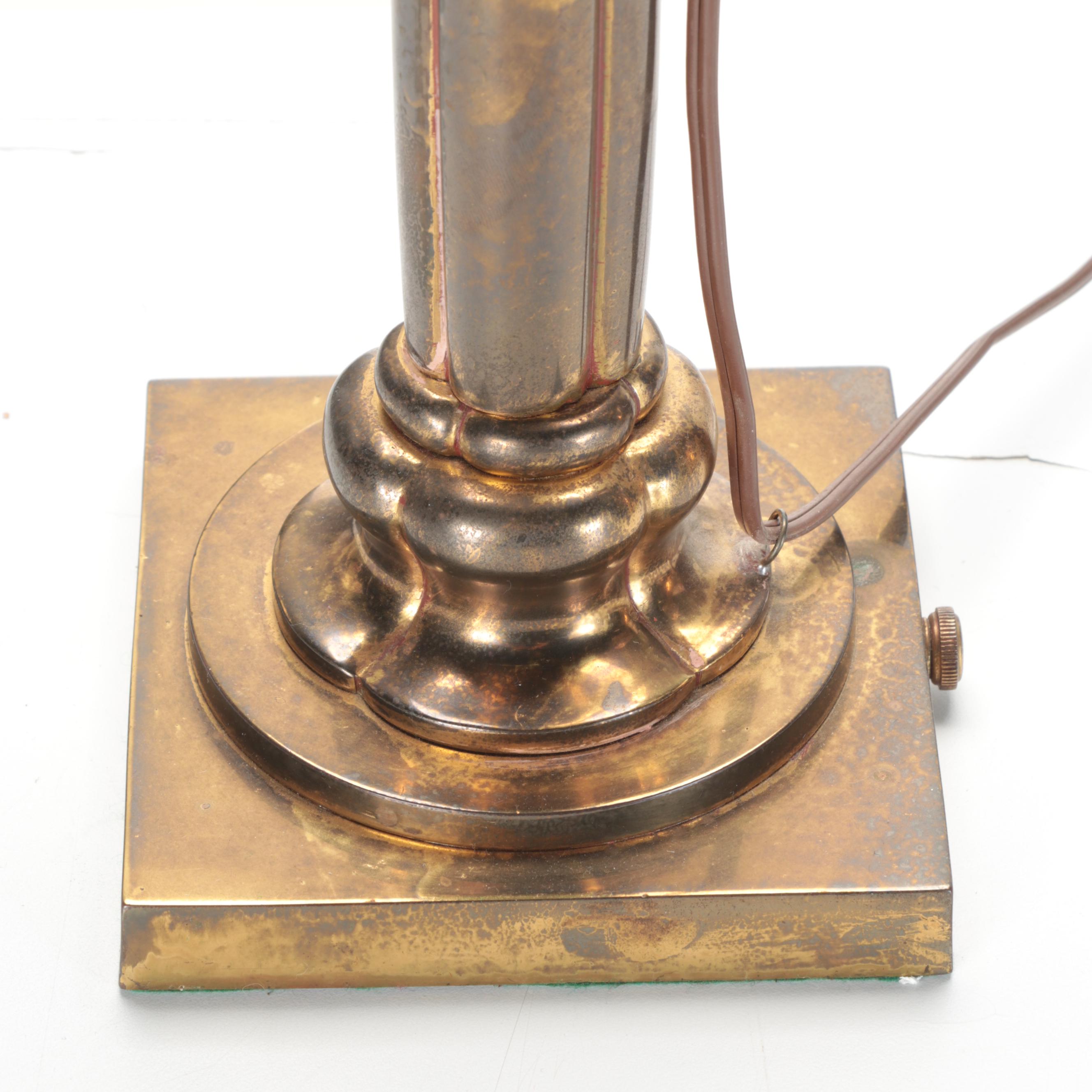 Duplex English and Other Glass and Brass Converted Oil Table Lamps
