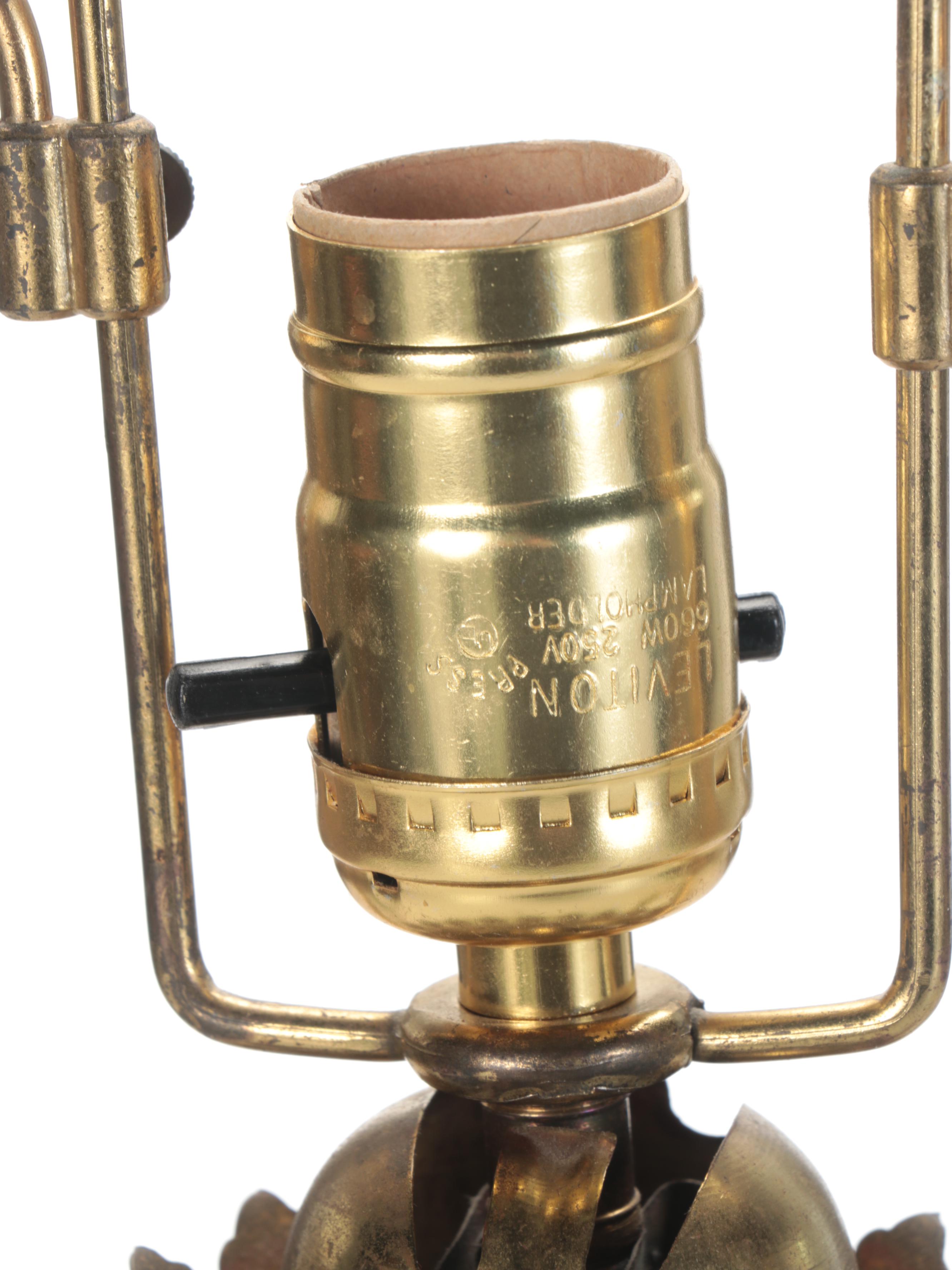 Duplex English and Other Glass and Brass Converted Oil Table Lamps