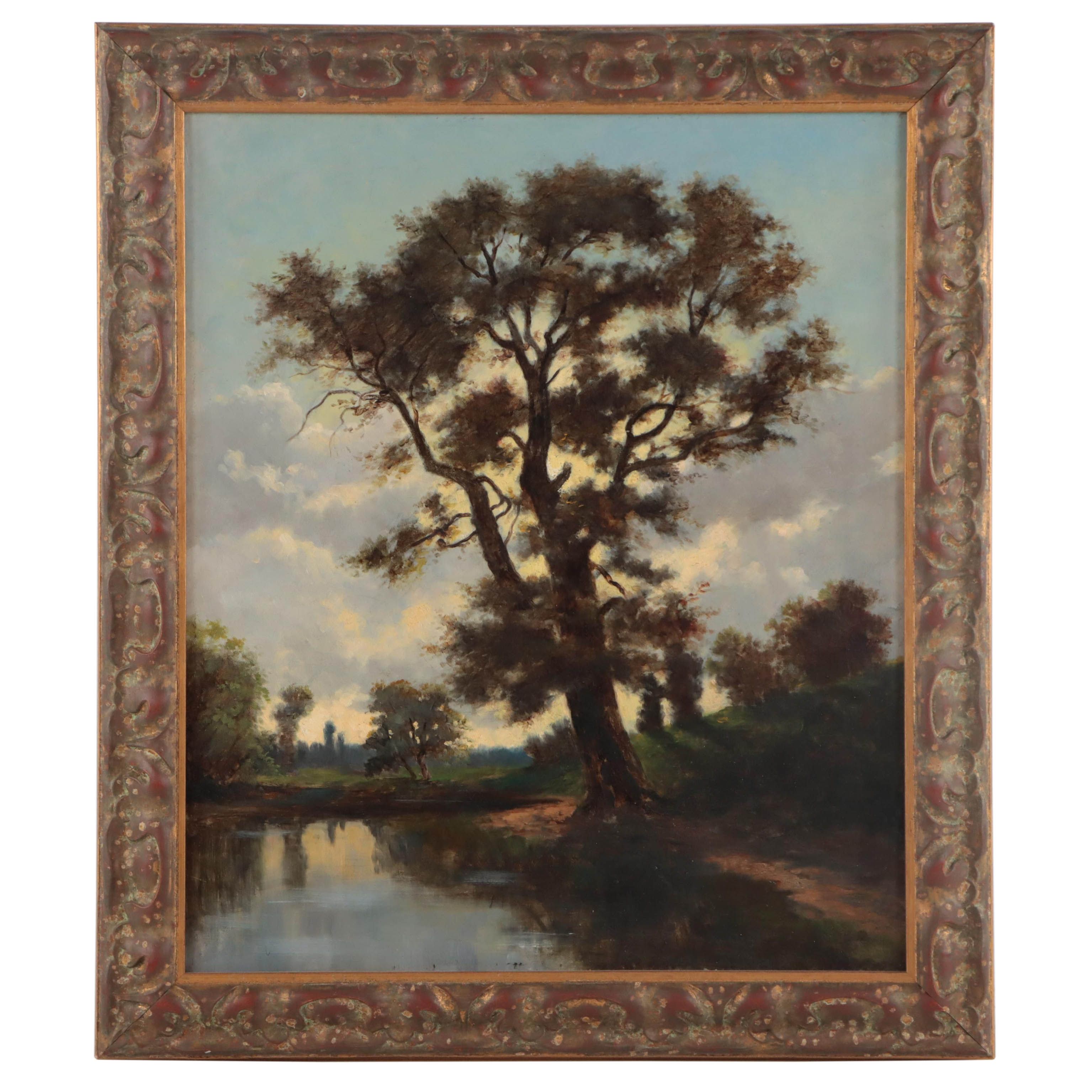 Painting of Countryside Landscape Attributed to Henri-Joseph Harpignies