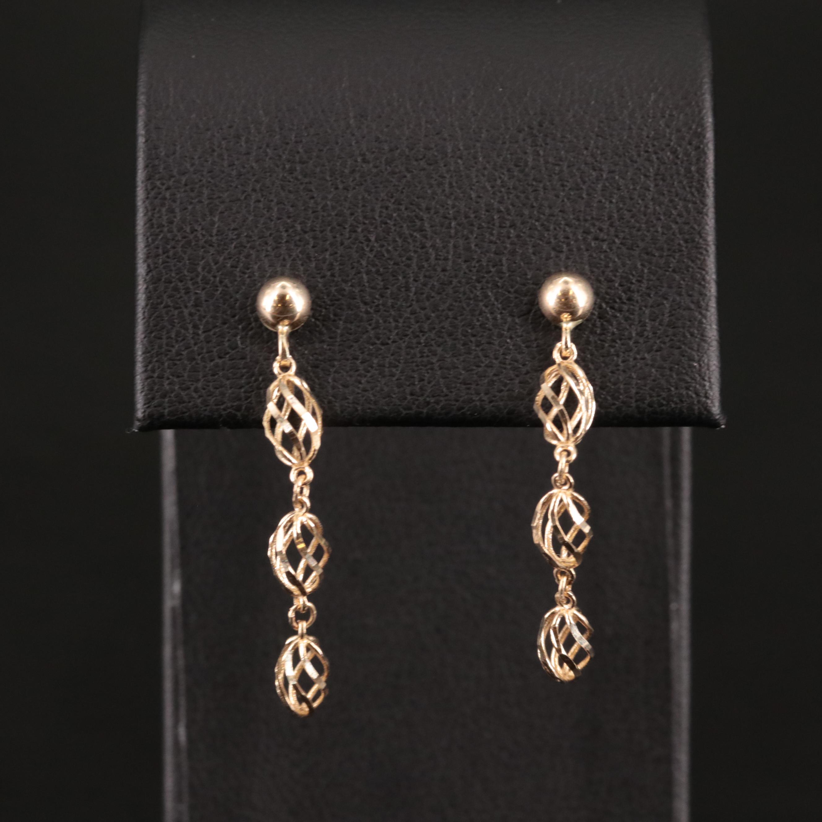 14K Open Oval Dangle Earrings