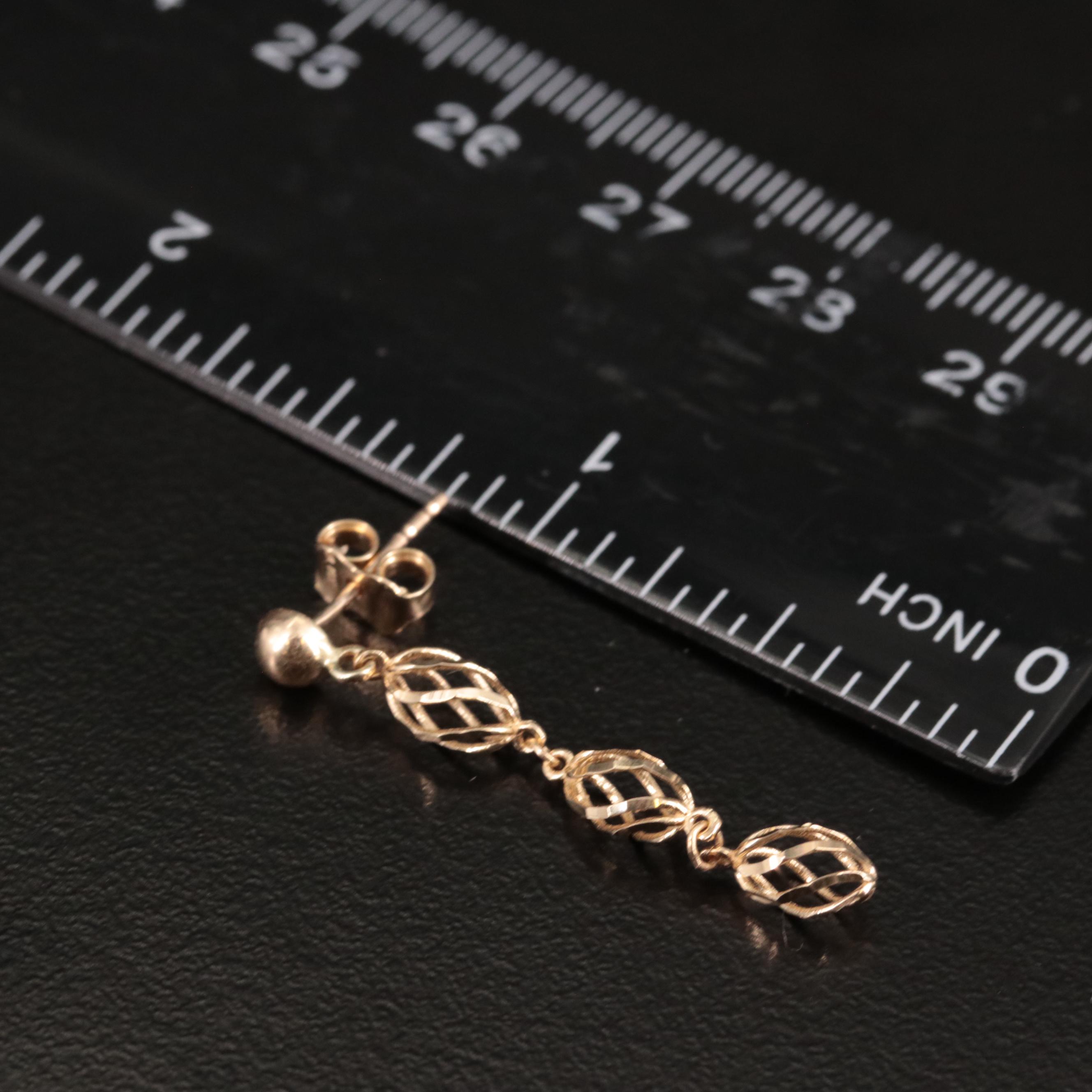 14K Open Oval Dangle Earrings