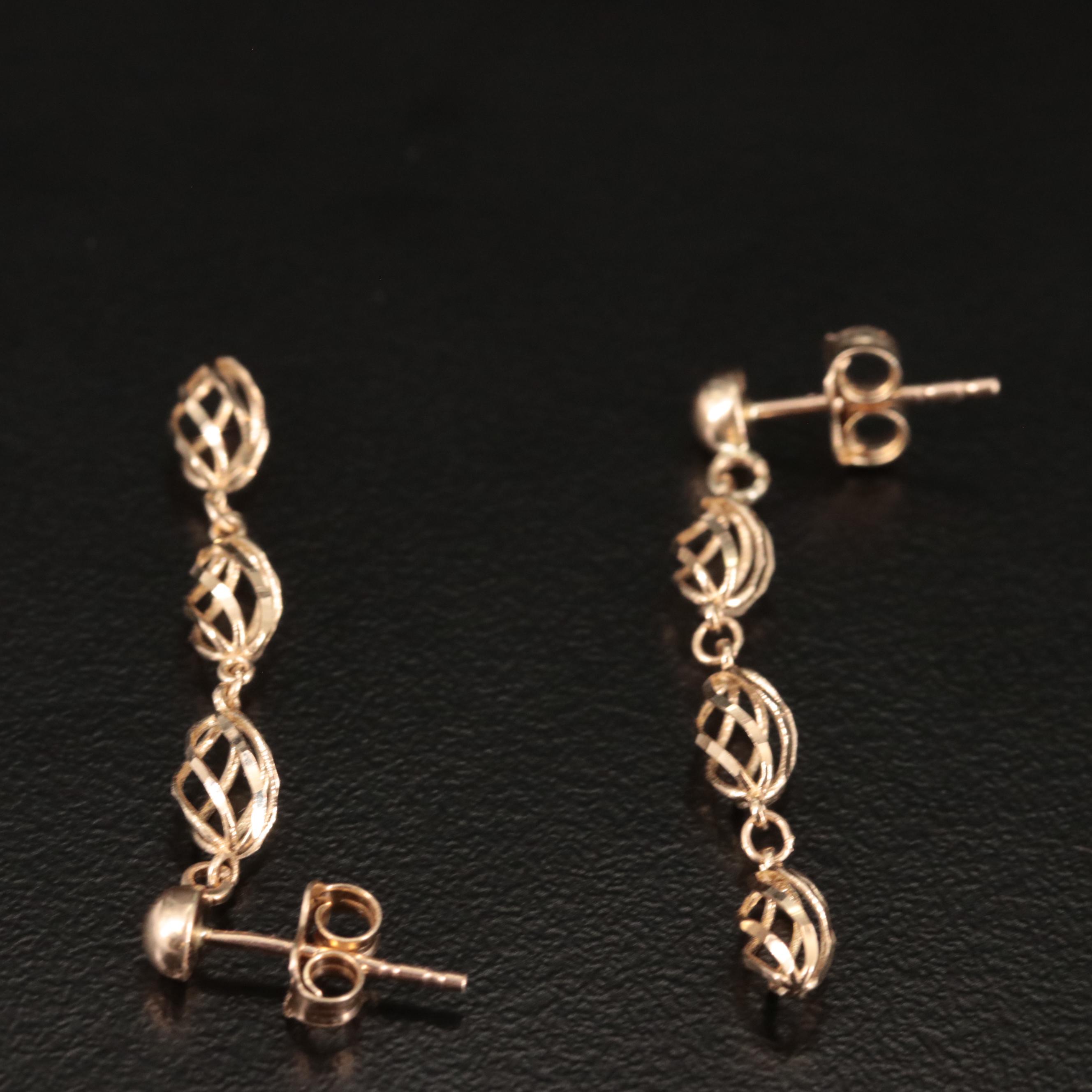 14K Open Oval Dangle Earrings