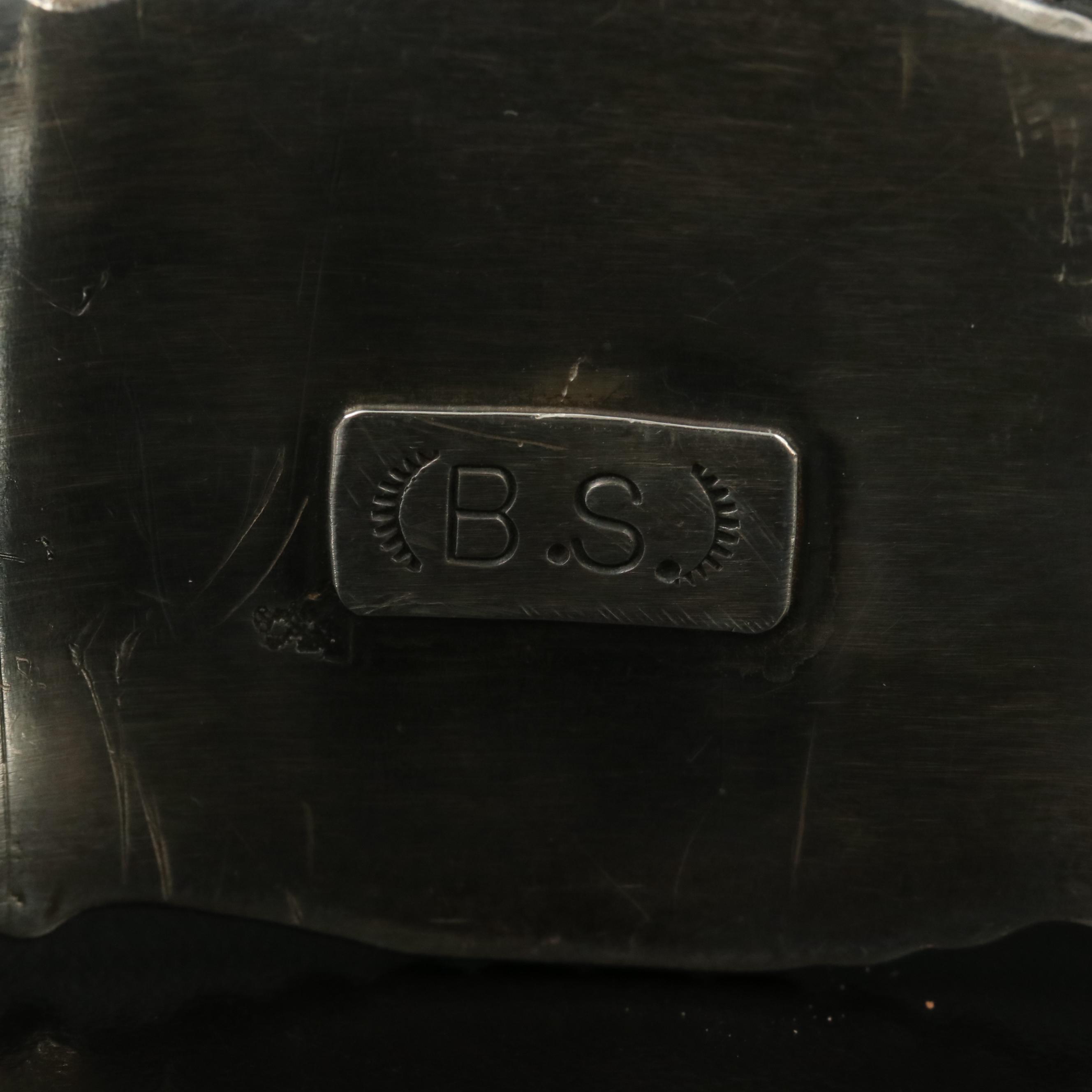 Signed Southwestern Sterling Turquoise and Coral Watch Cuff