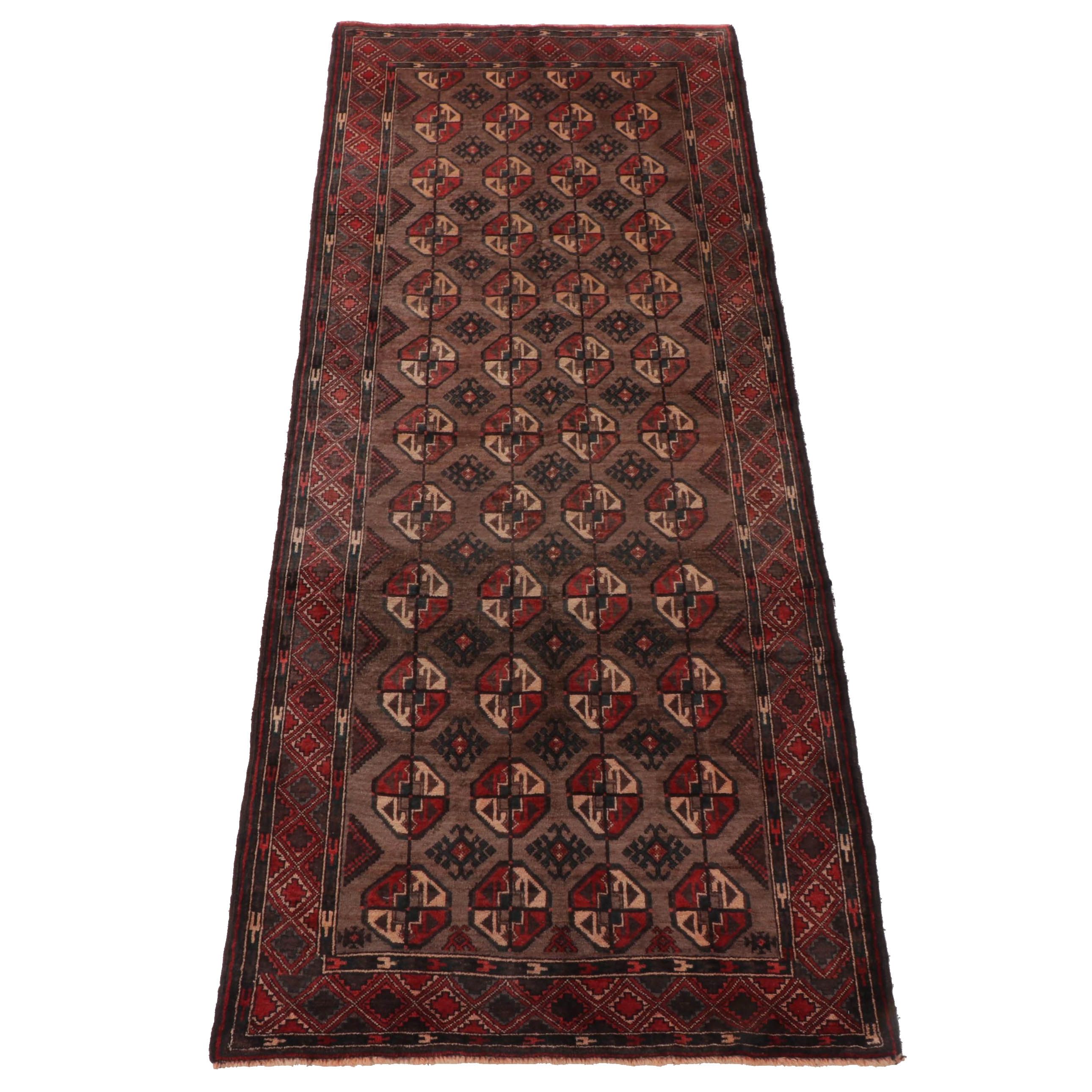 3'11 x 9'7 Hand-Knotted Persian Baluch Turkmen Baluch Area Rug