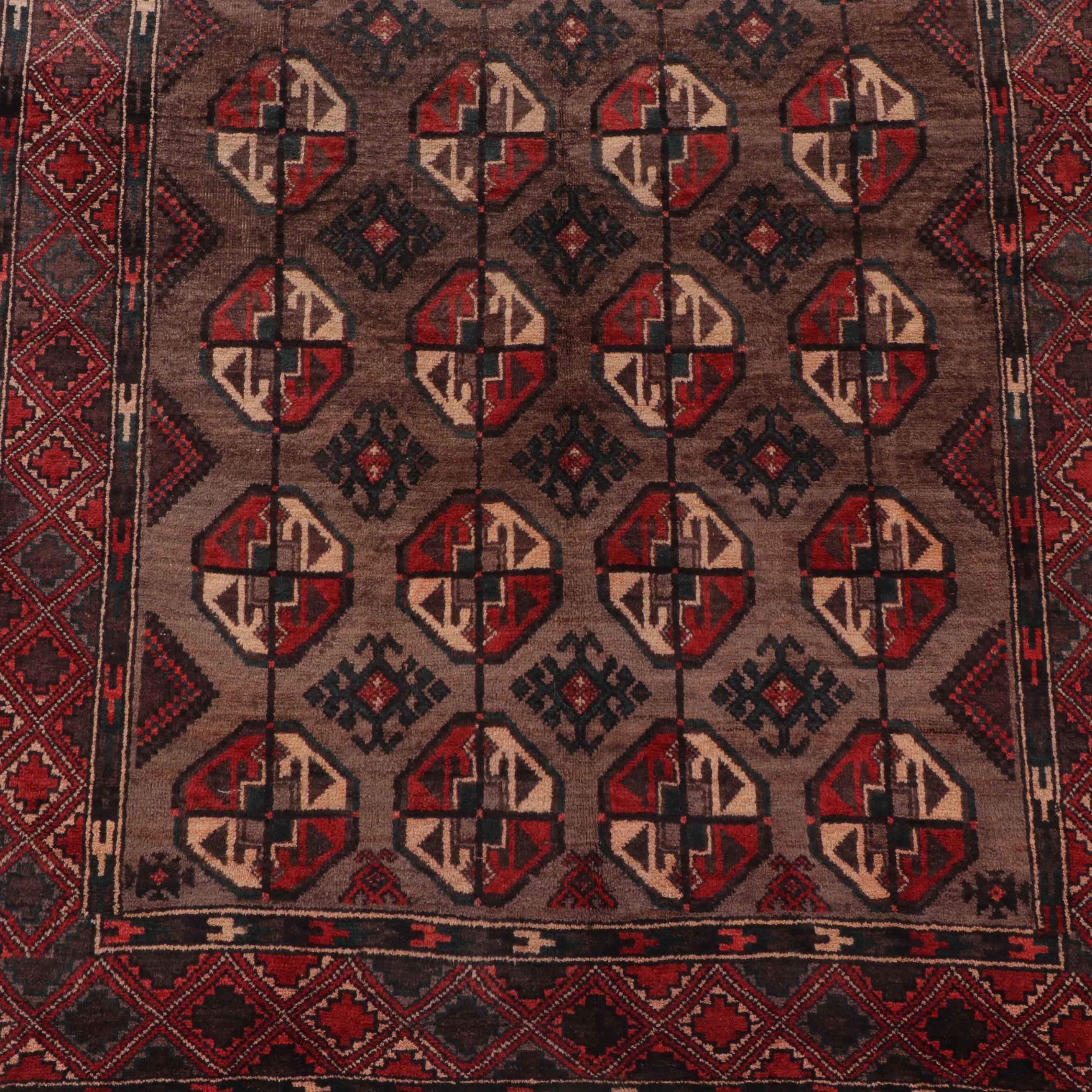 3'11 x 9'7 Hand-Knotted Persian Baluch Turkmen Baluch Area Rug