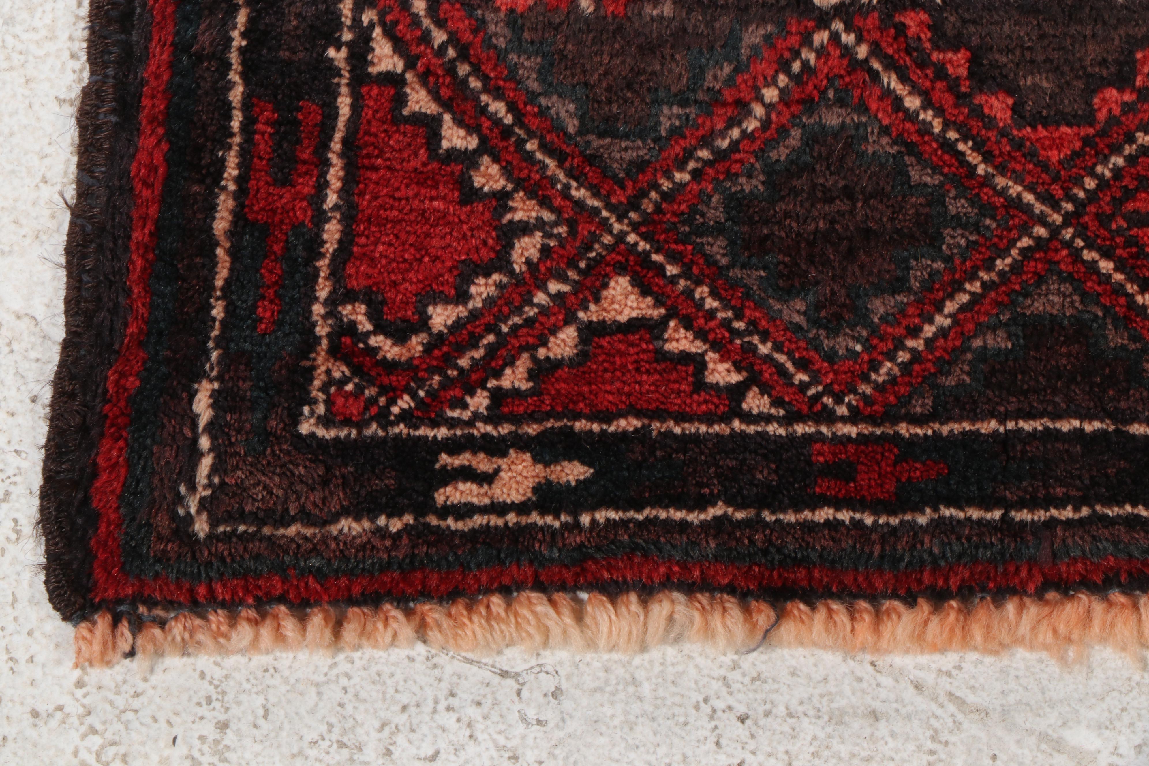 3'11 x 9'7 Hand-Knotted Persian Baluch Turkmen Baluch Area Rug
