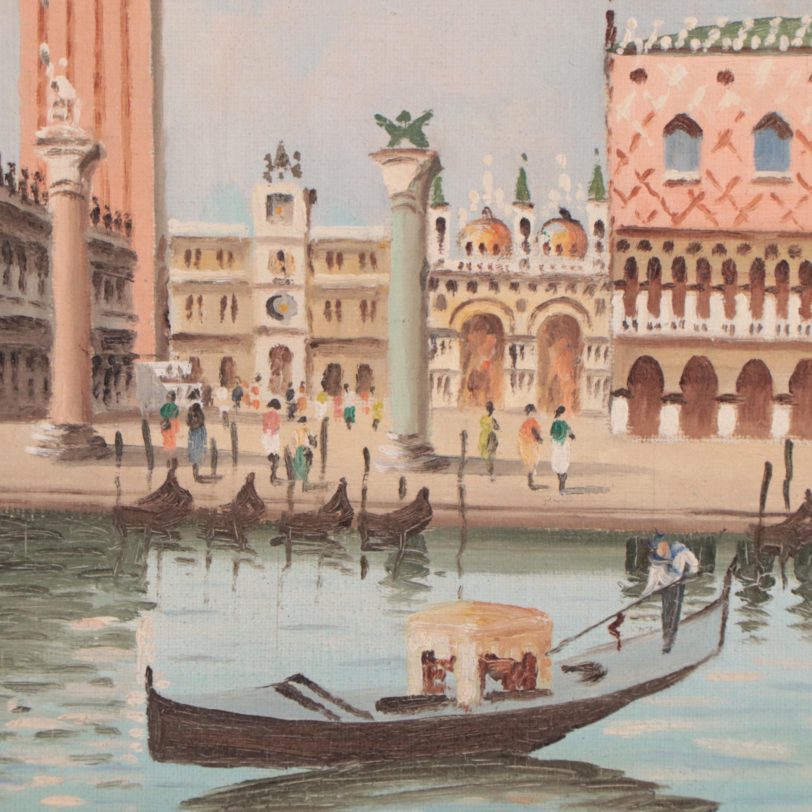 Oil Painting of Venetian Canal Scene