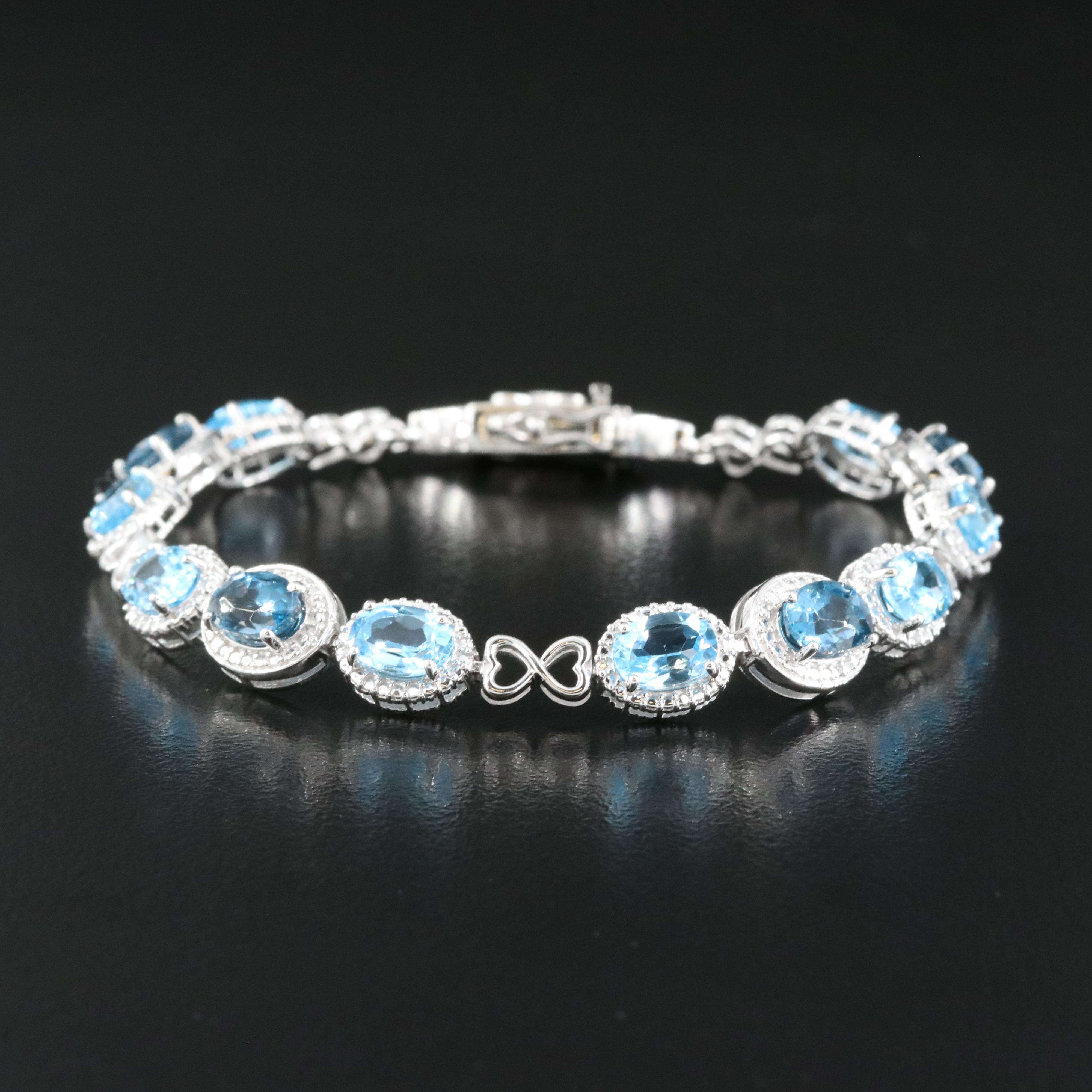 Sterling Topaz and Diamond Bracelet
