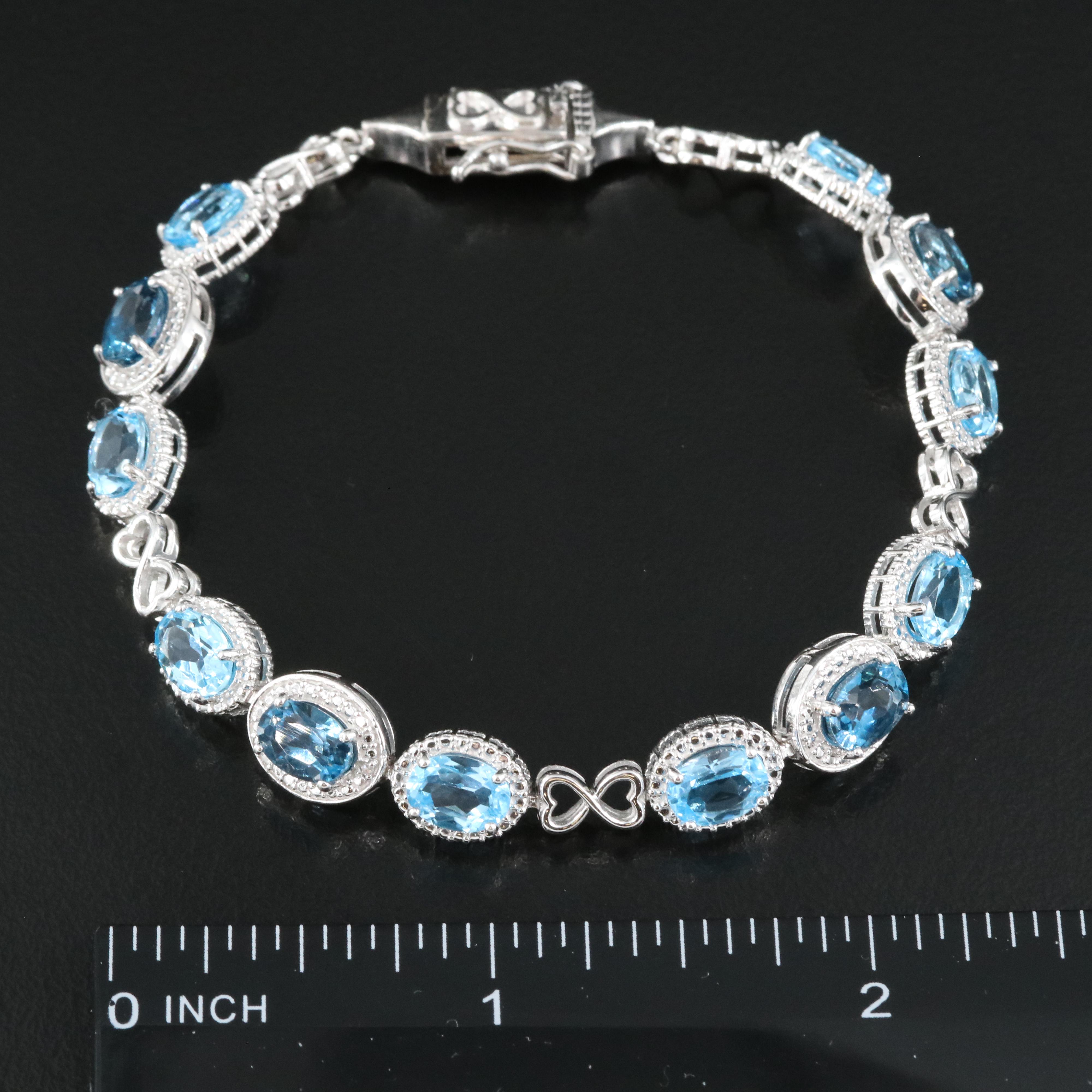 Sterling Topaz and Diamond Bracelet
