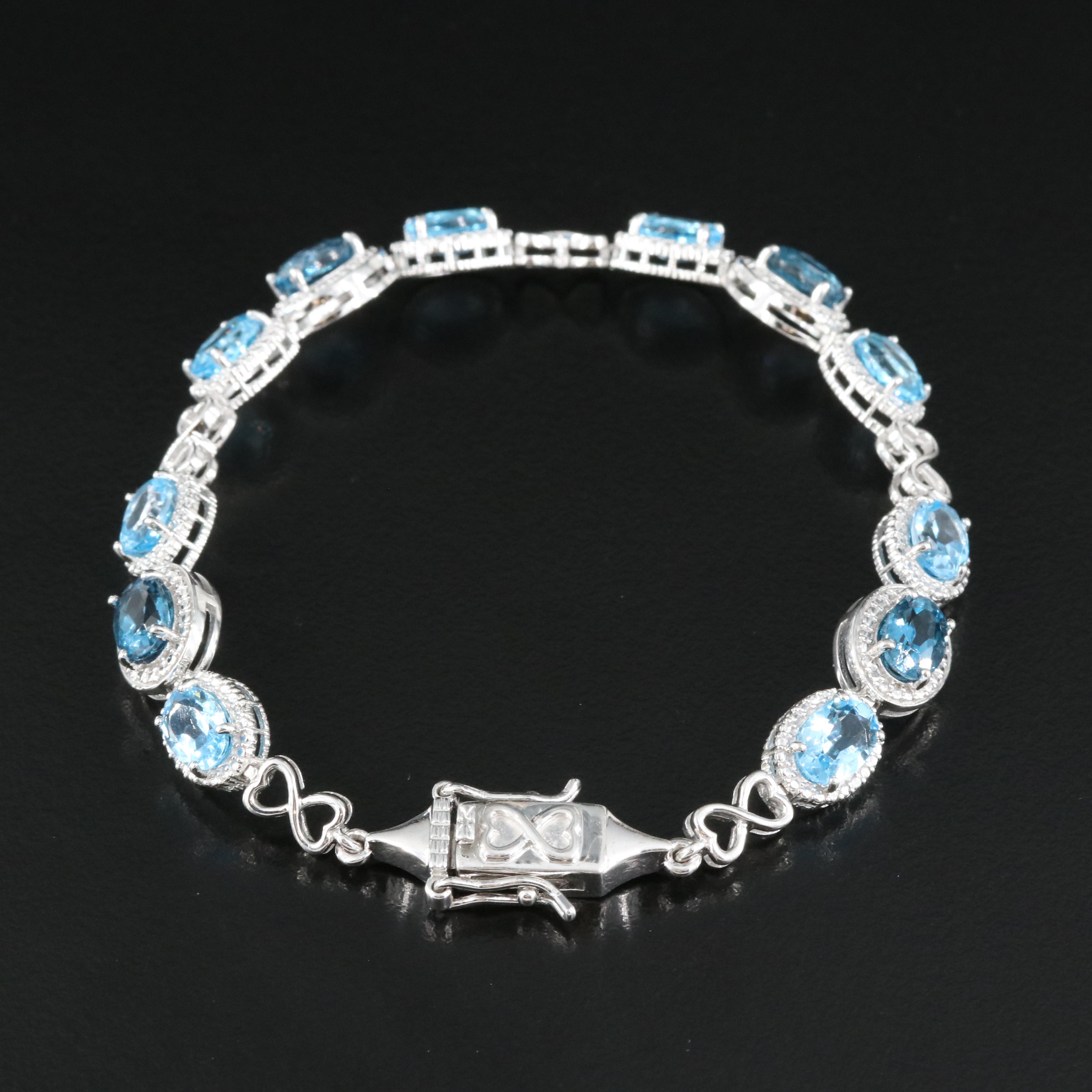 Sterling Topaz and Diamond Bracelet