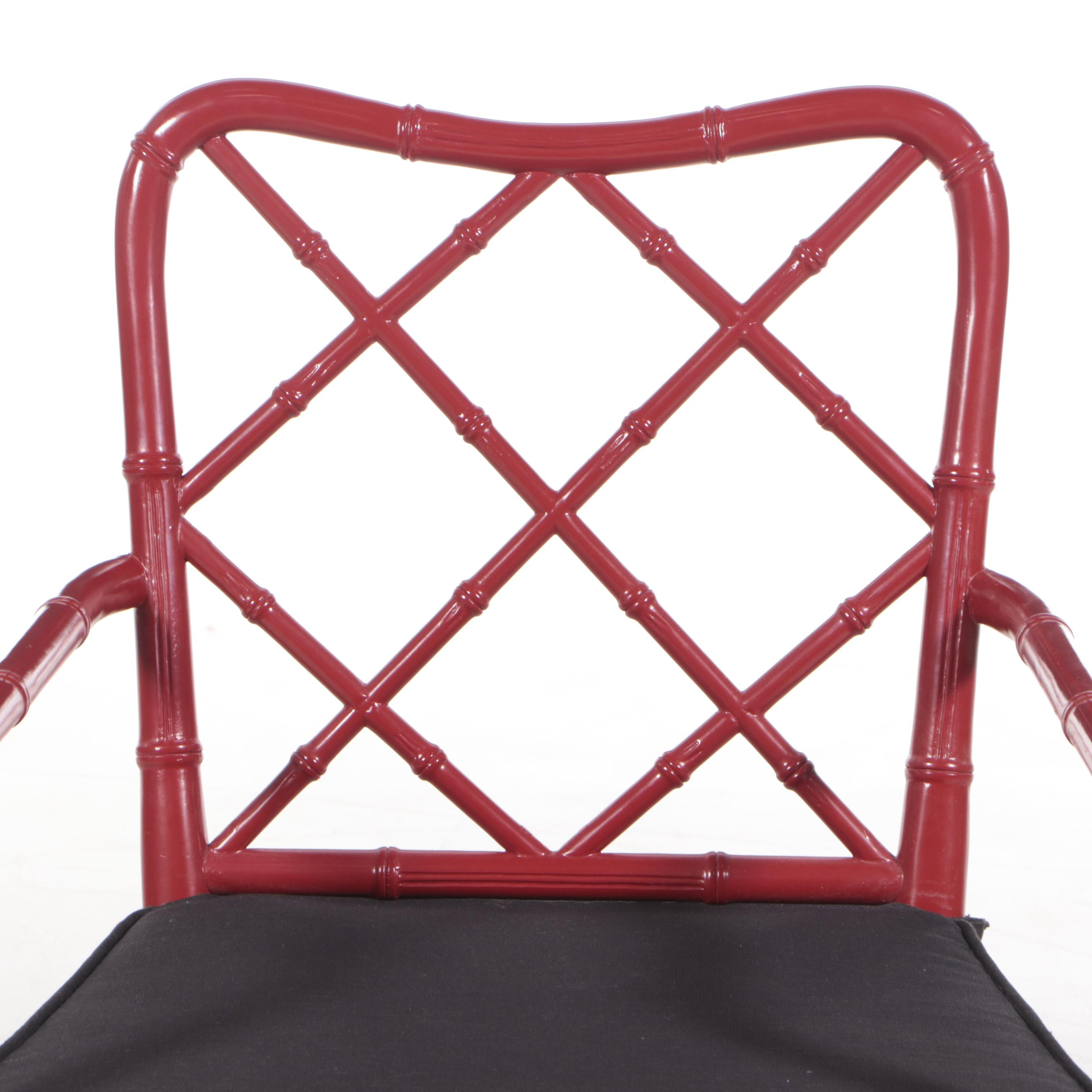 Williams Sonoma Home Red-Lacquered "Chinese Chippendale" Armchair