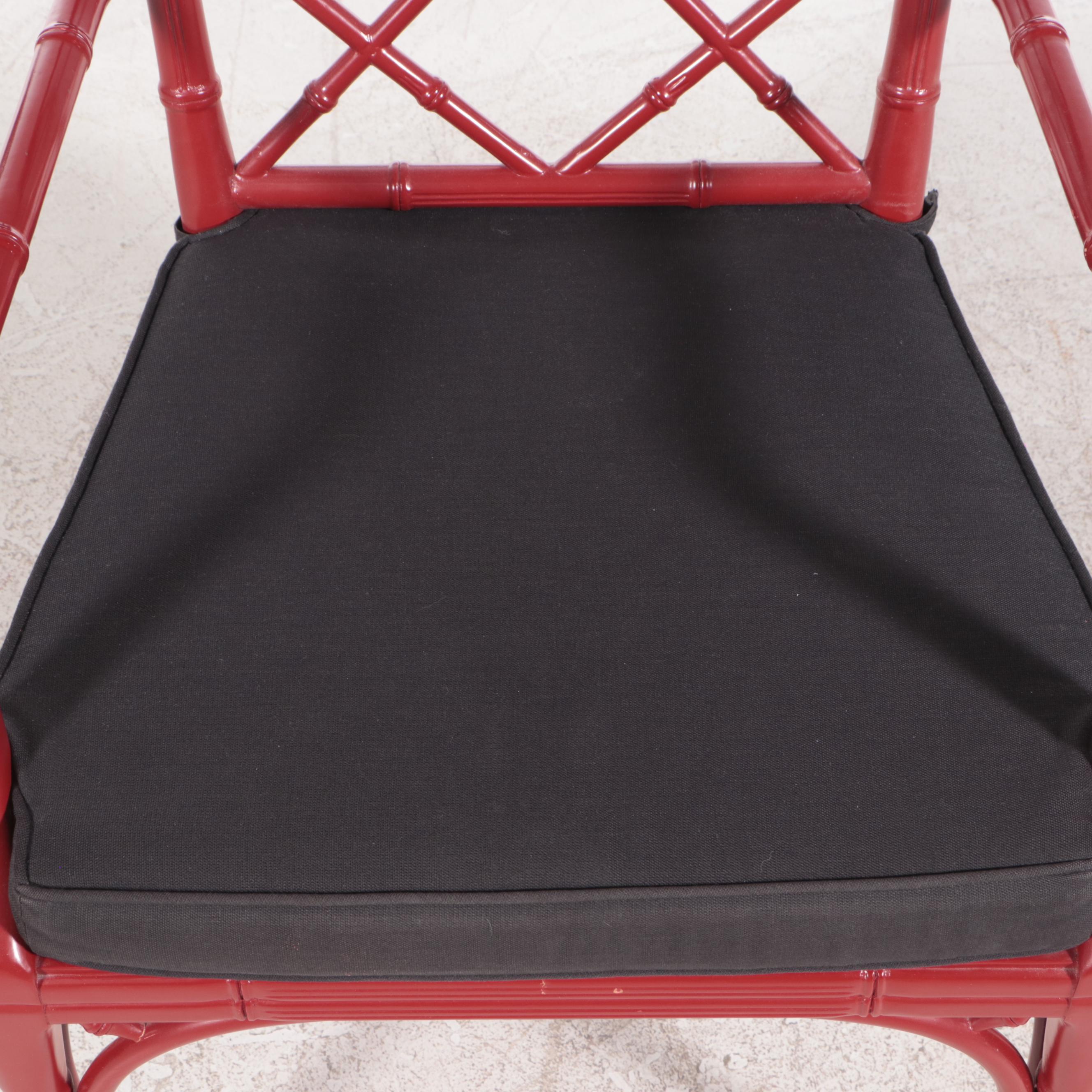 Williams Sonoma Home Red-Lacquered "Chinese Chippendale" Armchair