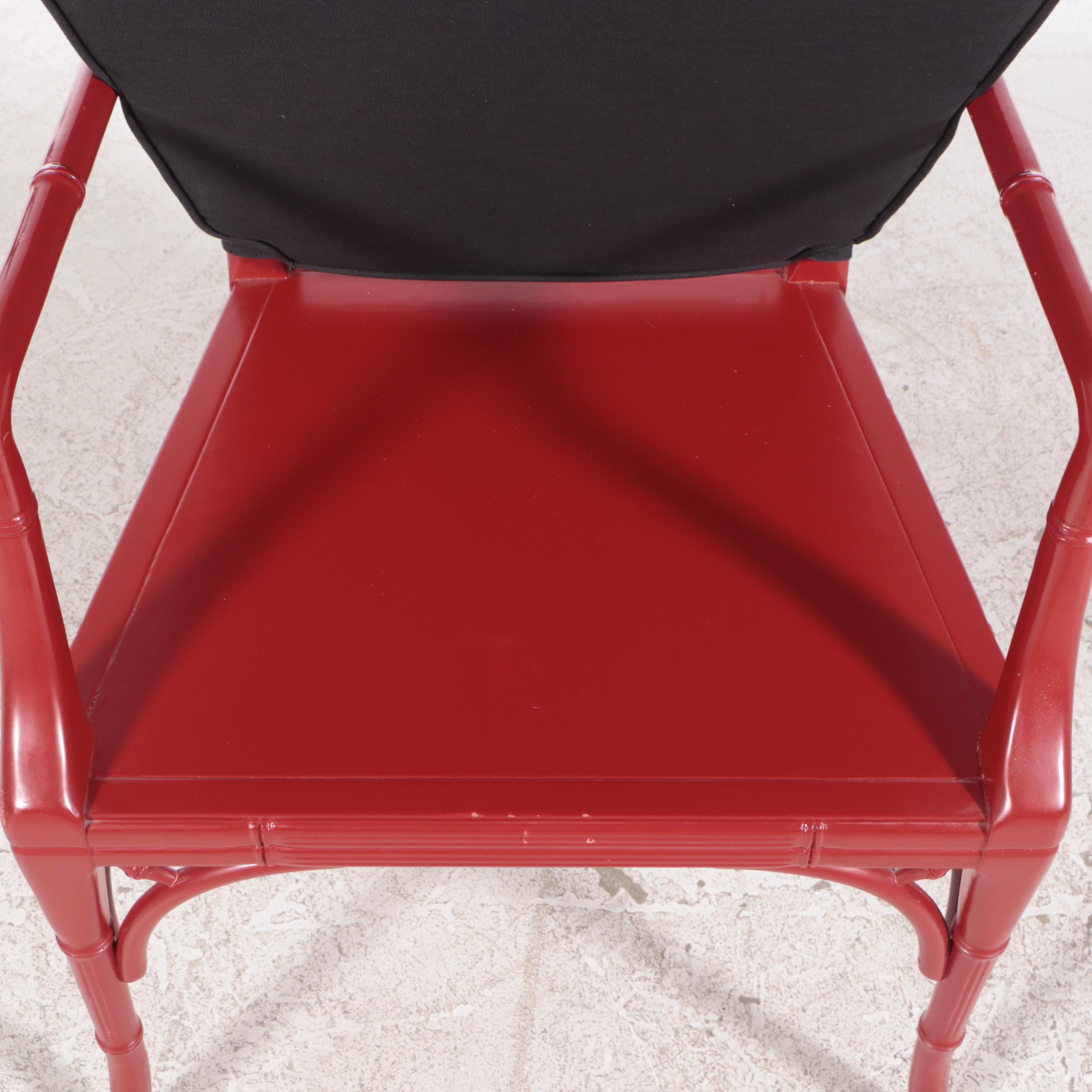 Williams Sonoma Home Red-Lacquered "Chinese Chippendale" Armchair