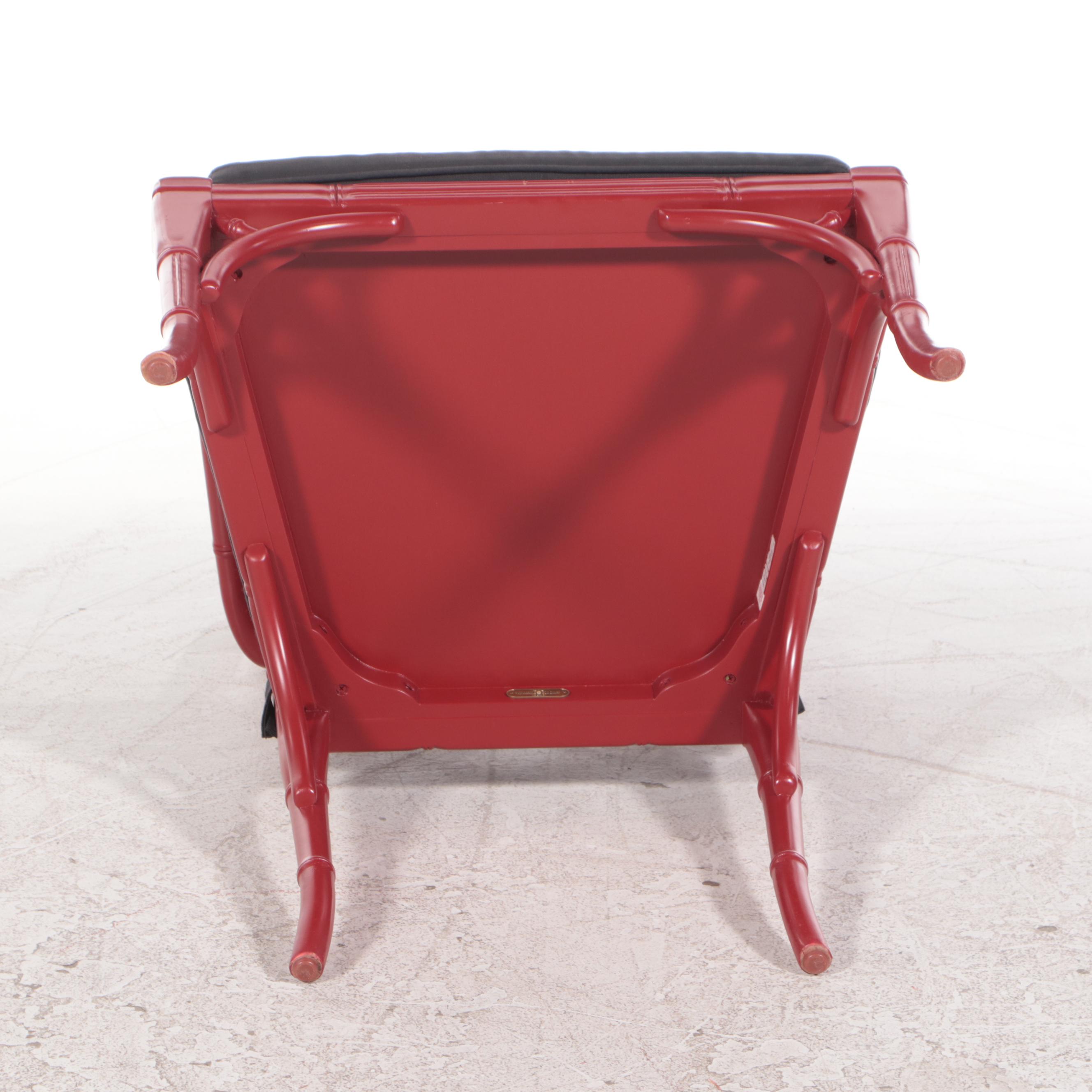 Williams Sonoma Home Red-Lacquered "Chinese Chippendale" Armchair