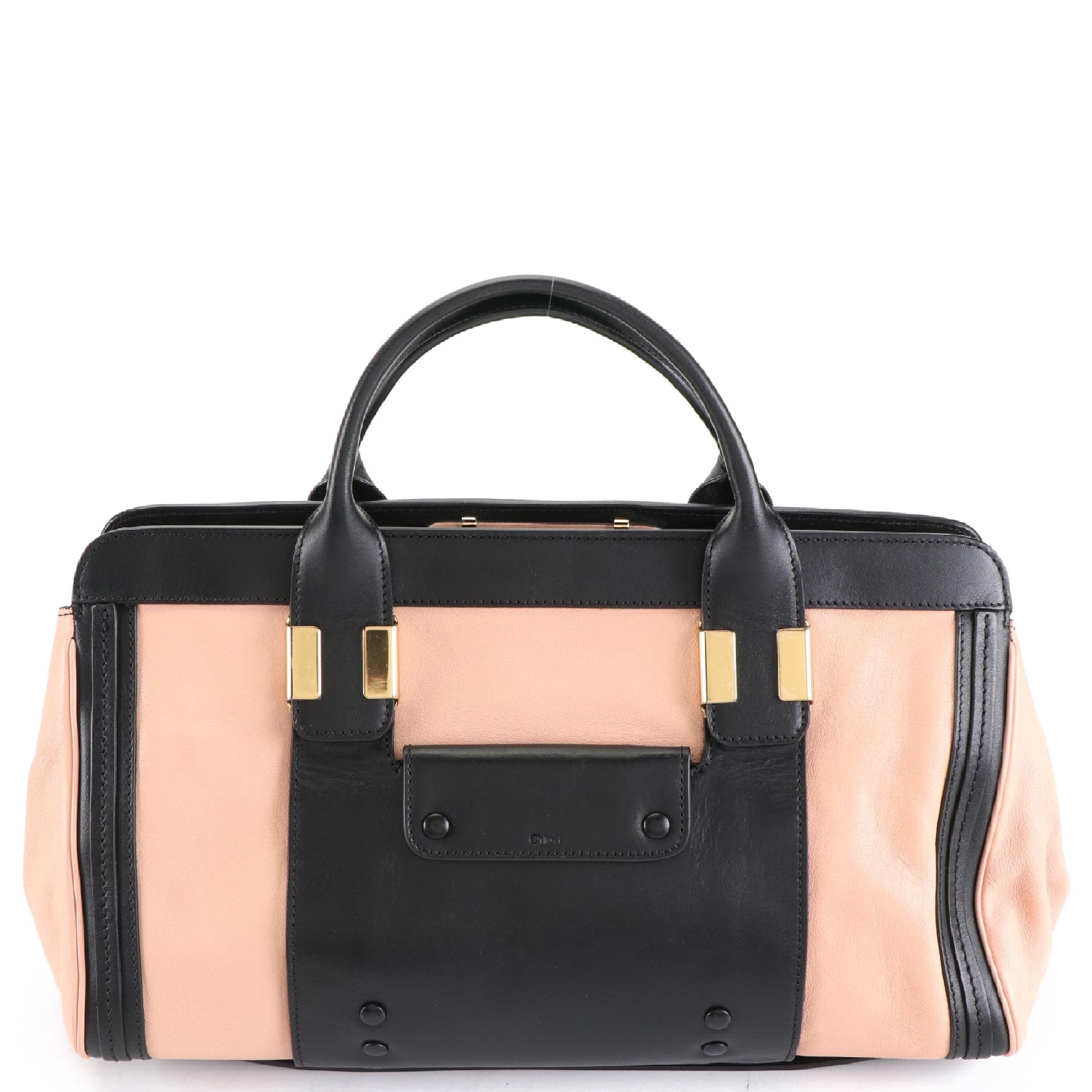 Chloé Alice Convertible Handbag in Bicolor Goatskin-Calfskin Leather with Strap