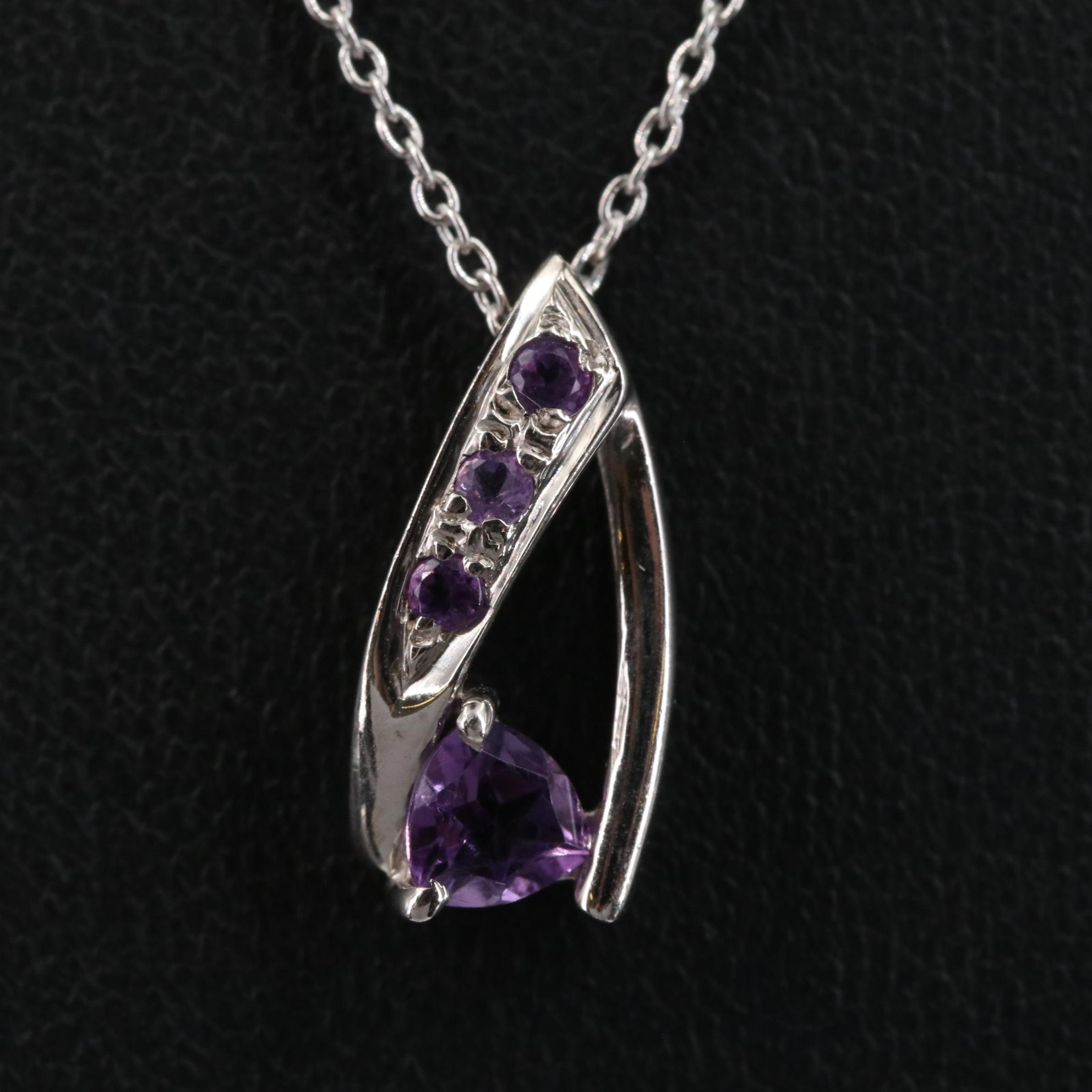 Sterling Amethyst Pendant Necklace